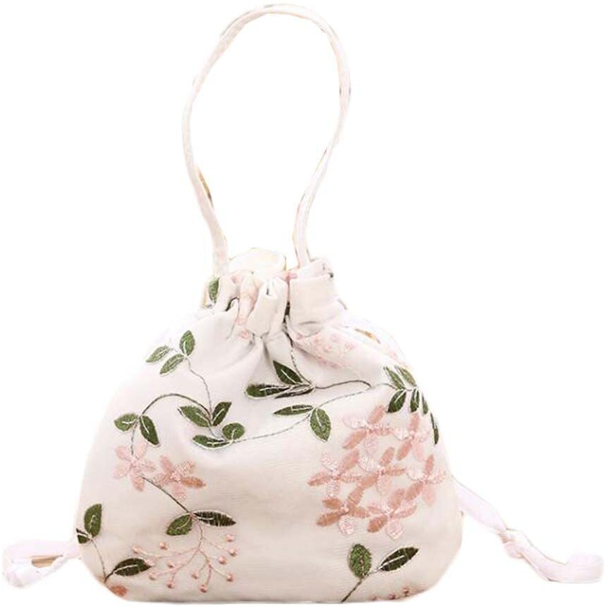 White Flower Hanfu Accessories Embroidery Bag Chinese Style Lace Crossbody Bag Handheld Small Bag Mobile Phone Purse