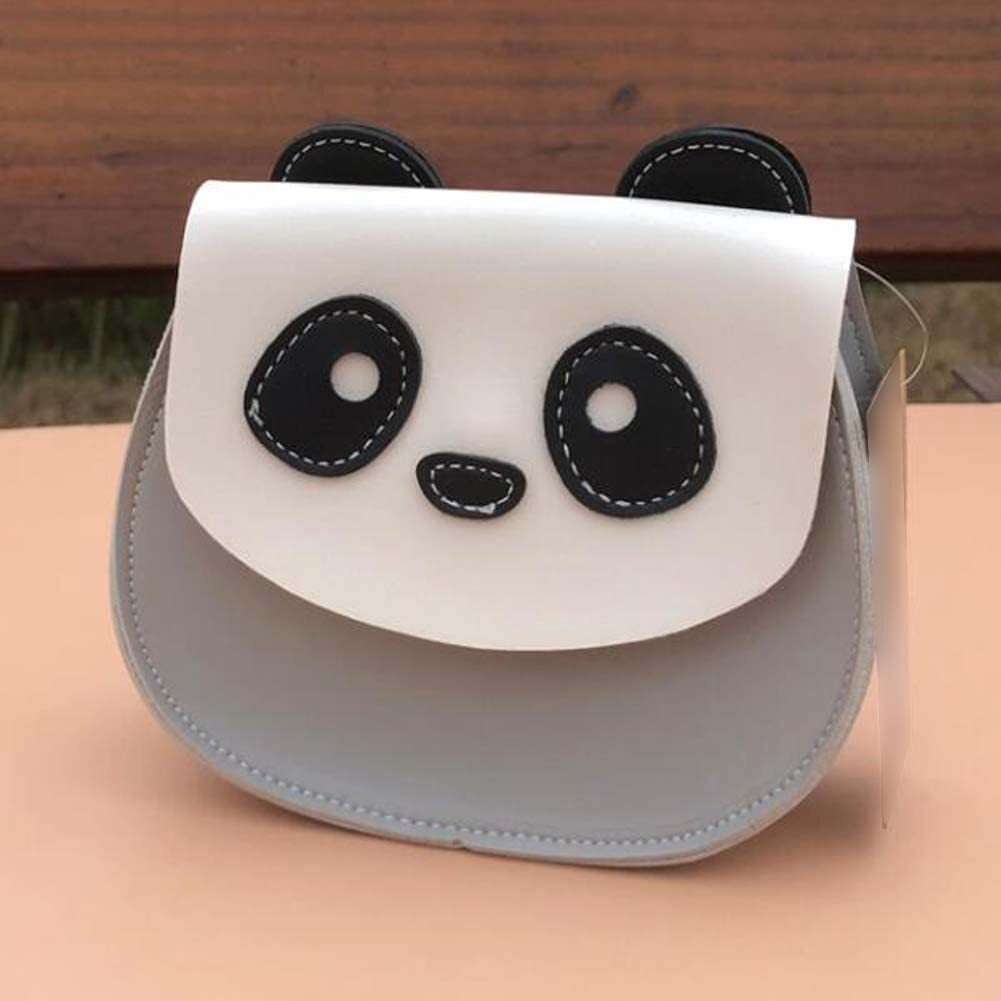 Grey Cute Panda Crossbody Bag Mini PU Satchel Bag Cell Phone Purse