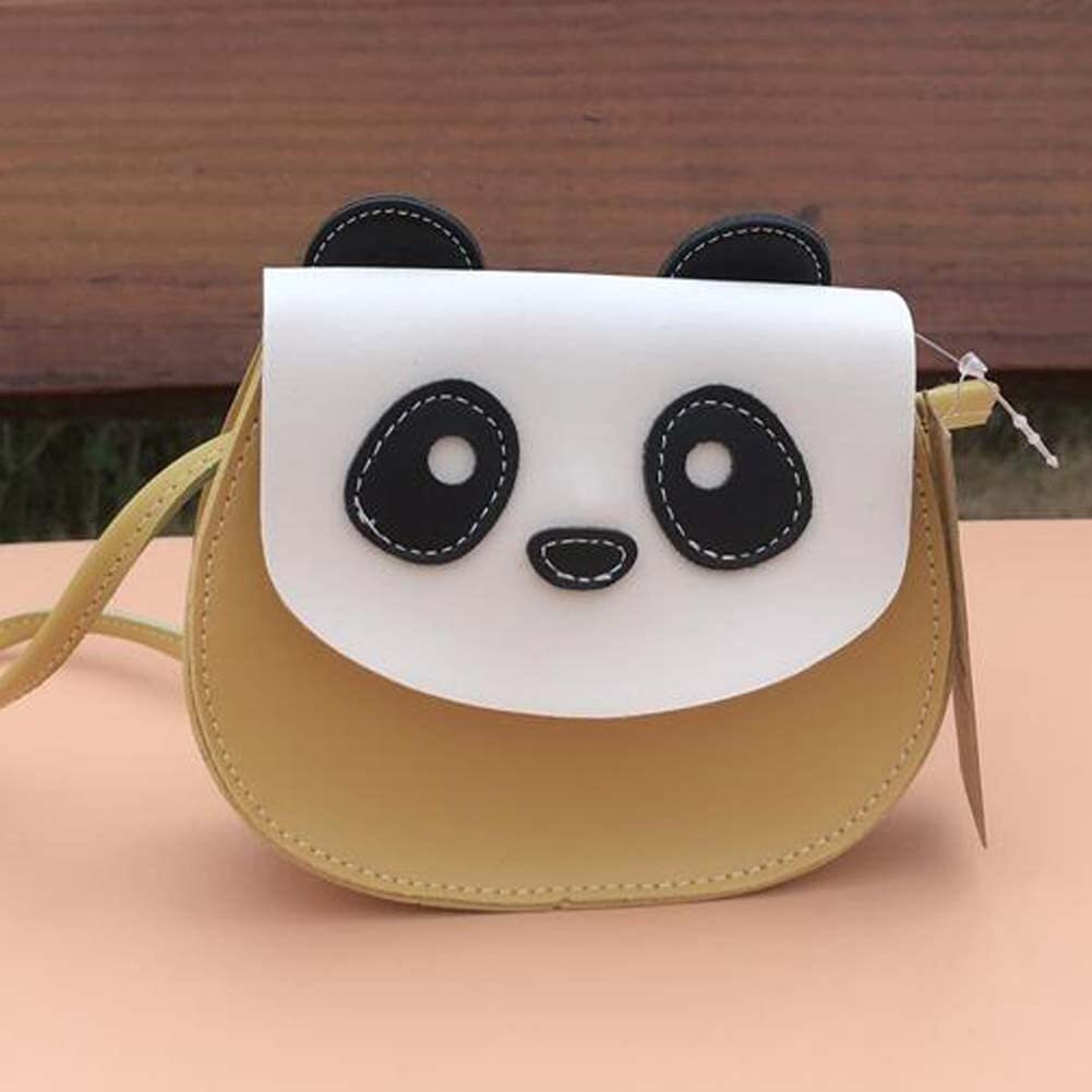 Yellow Cute Panda Crossbody Bag Mini PU Satchel Bag Cell Phone Purse