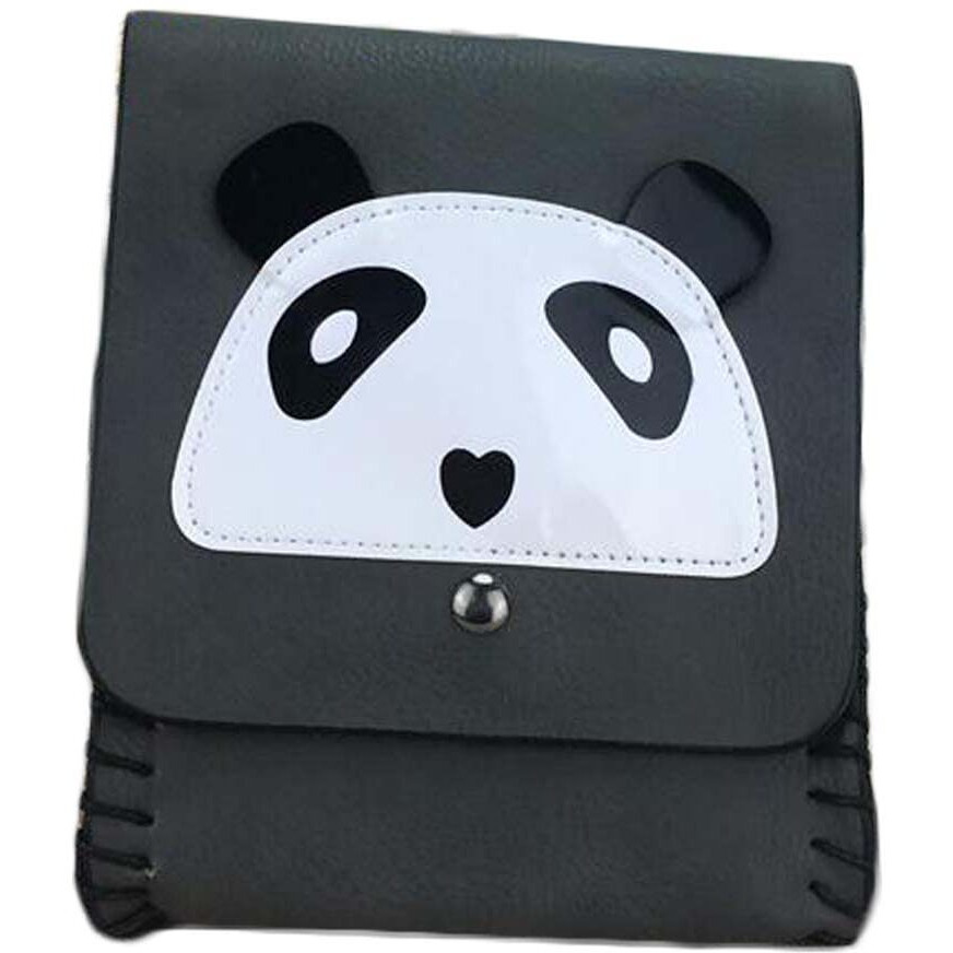 Grey Handmade PU Leather Panda Shoulder Crossbody Bag Cell Phone Bag Mini Bag