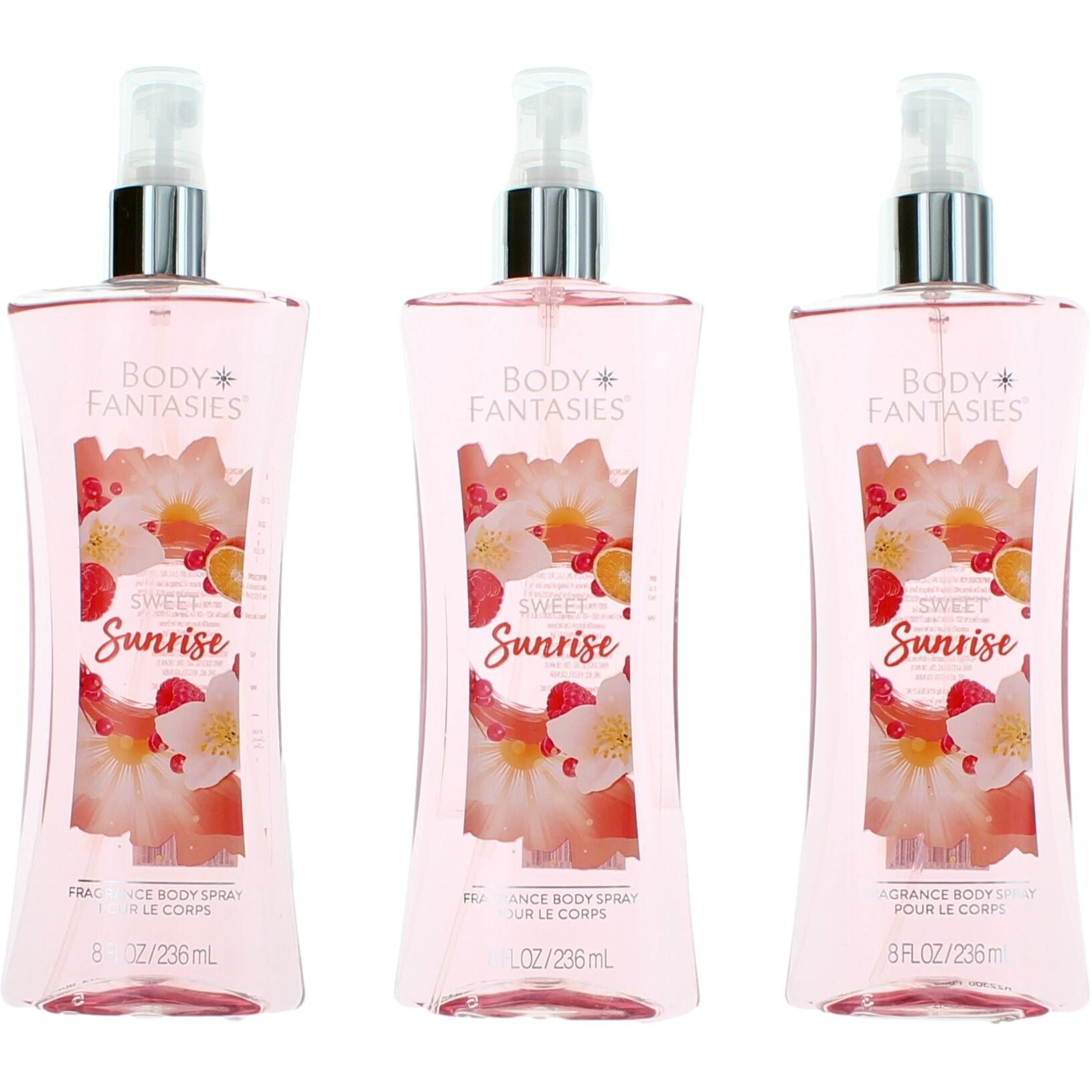 Sweet Sunrise Fantasy by Body Fantasies, 3 Pack 8 oz Fragrance Body Spray for Women