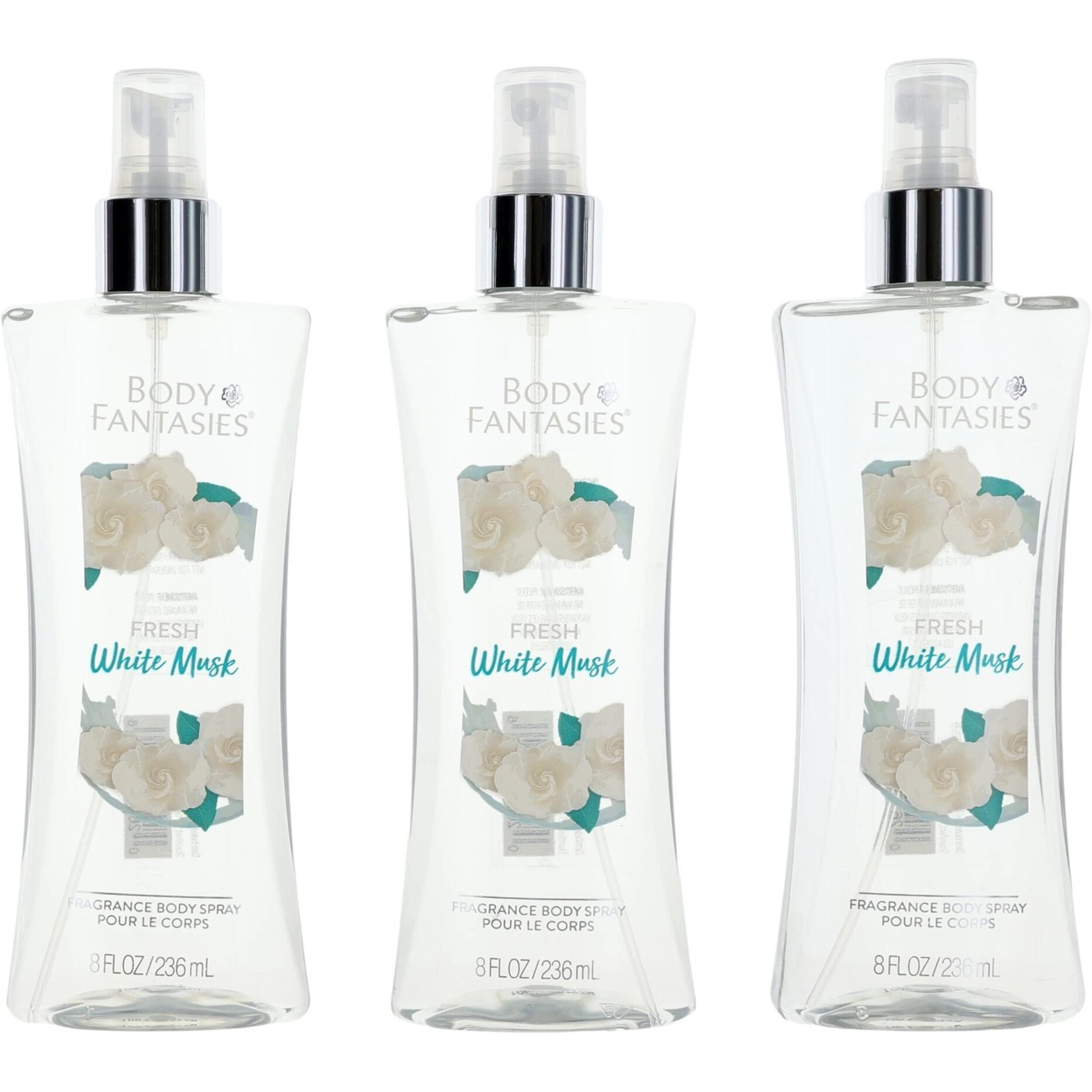 Fresh White Musk by Body Fantasies, 3 Pack 8 oz Fragrance Body Spray for Women