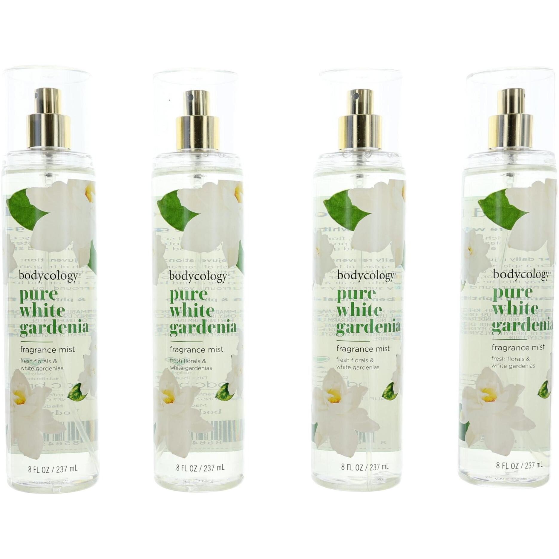 Pure White Gardenia by Bodycology, 4 Pack 8 oz Fragrance Mist for Women
