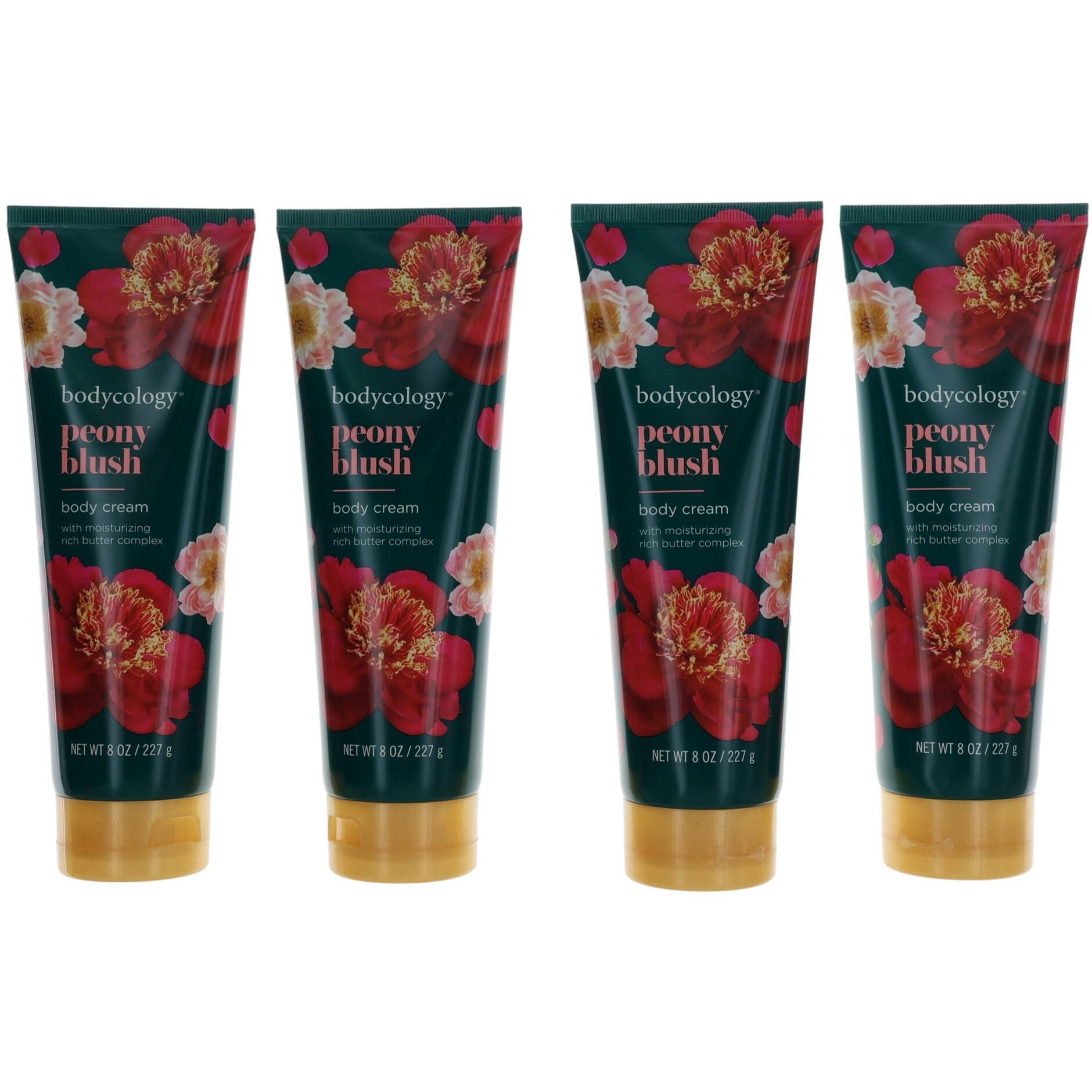 Peony Blush by Bodycology, 4 Pack 8 oz Moisturizing Body Cream for Women