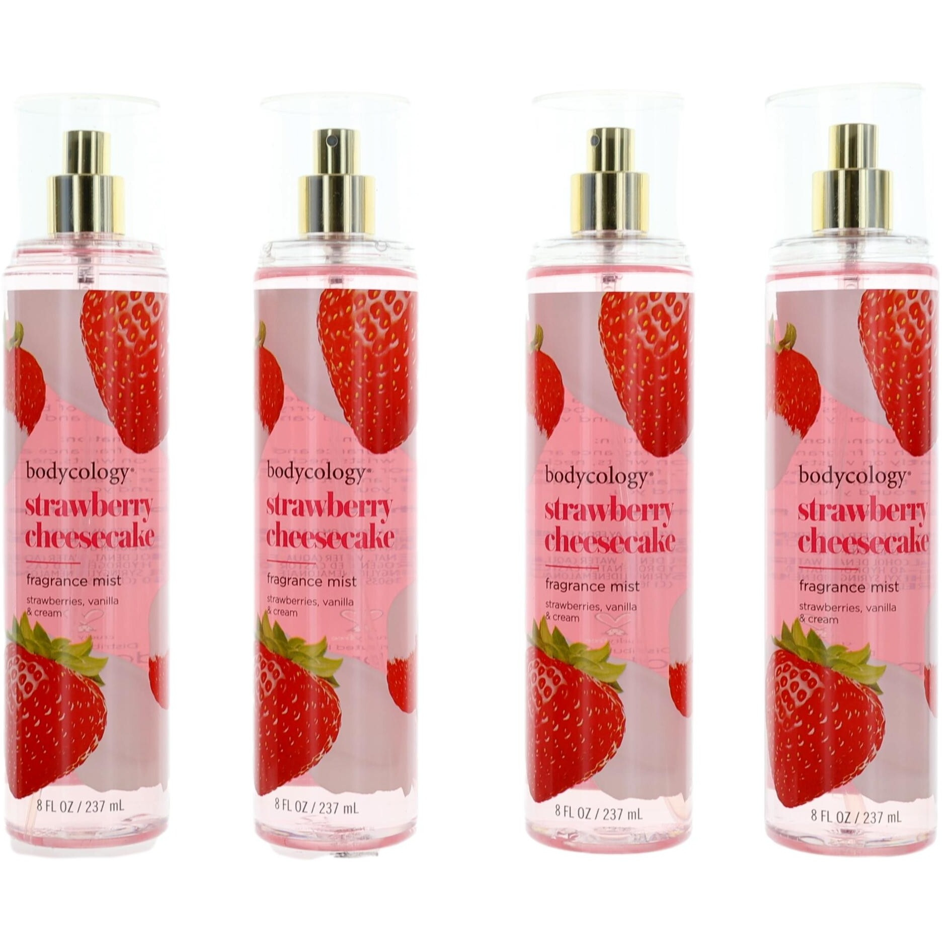 Strawberry Cheesecake by Bodycology, 4 Pack 8 oz Fragrance Mist for Women
