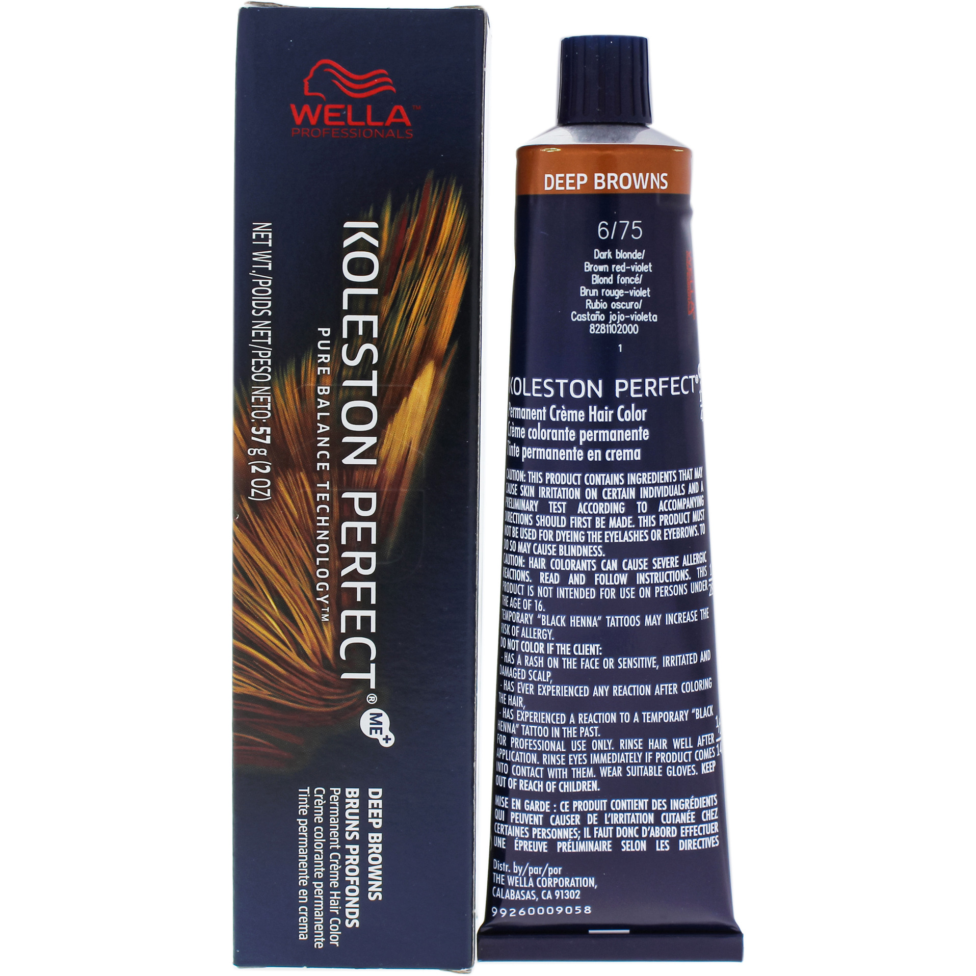 Koleston Perfect Permanent Creme Hair Color - 6 75 Dark Blonde-Brown Red-Violet by Wella for Unisex - 2 oz Hair Color