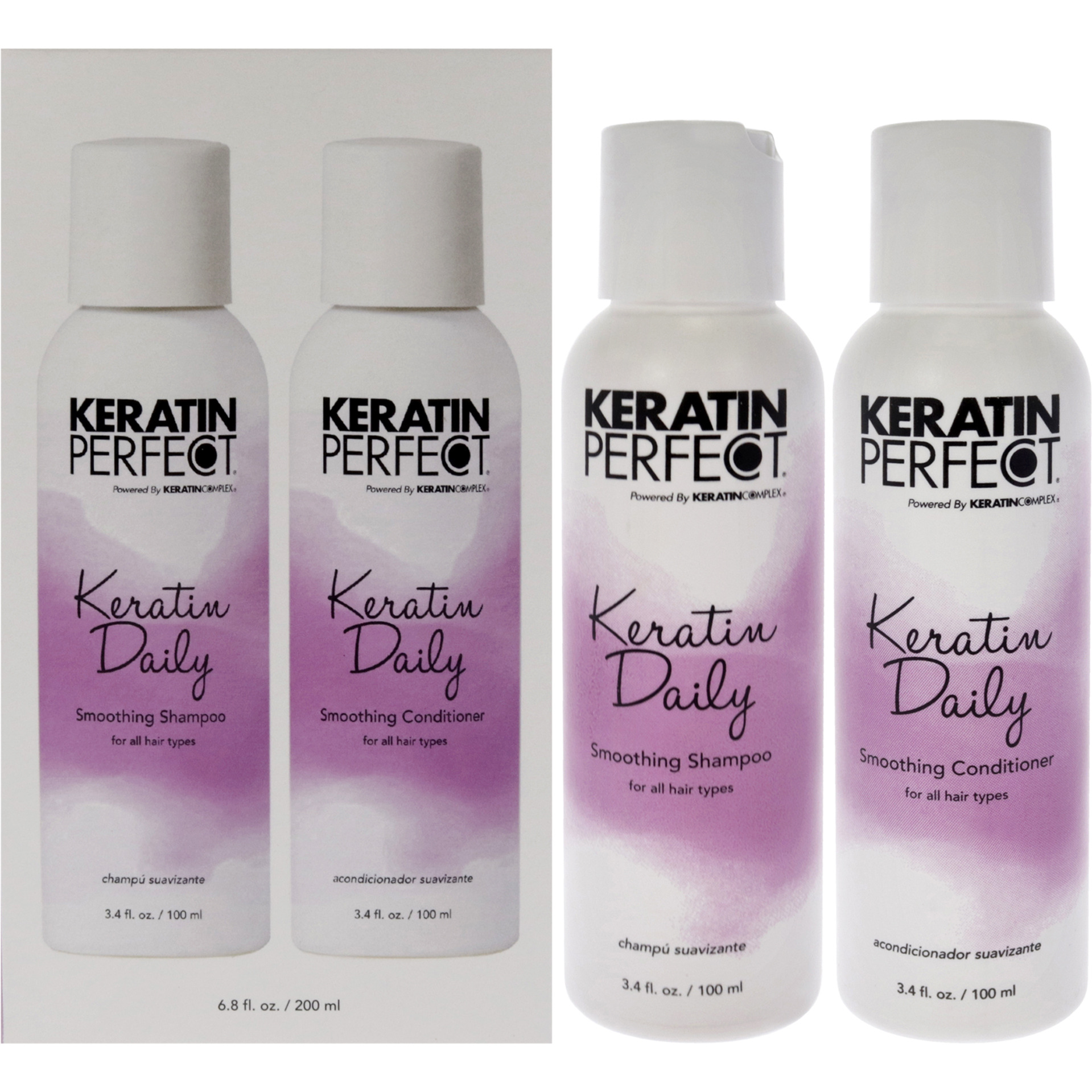 Keratin Daily Duo by Keratin Perfect for Unisex - 2 Pc 3.4oz Shampoo, 3.4oz Conditioner