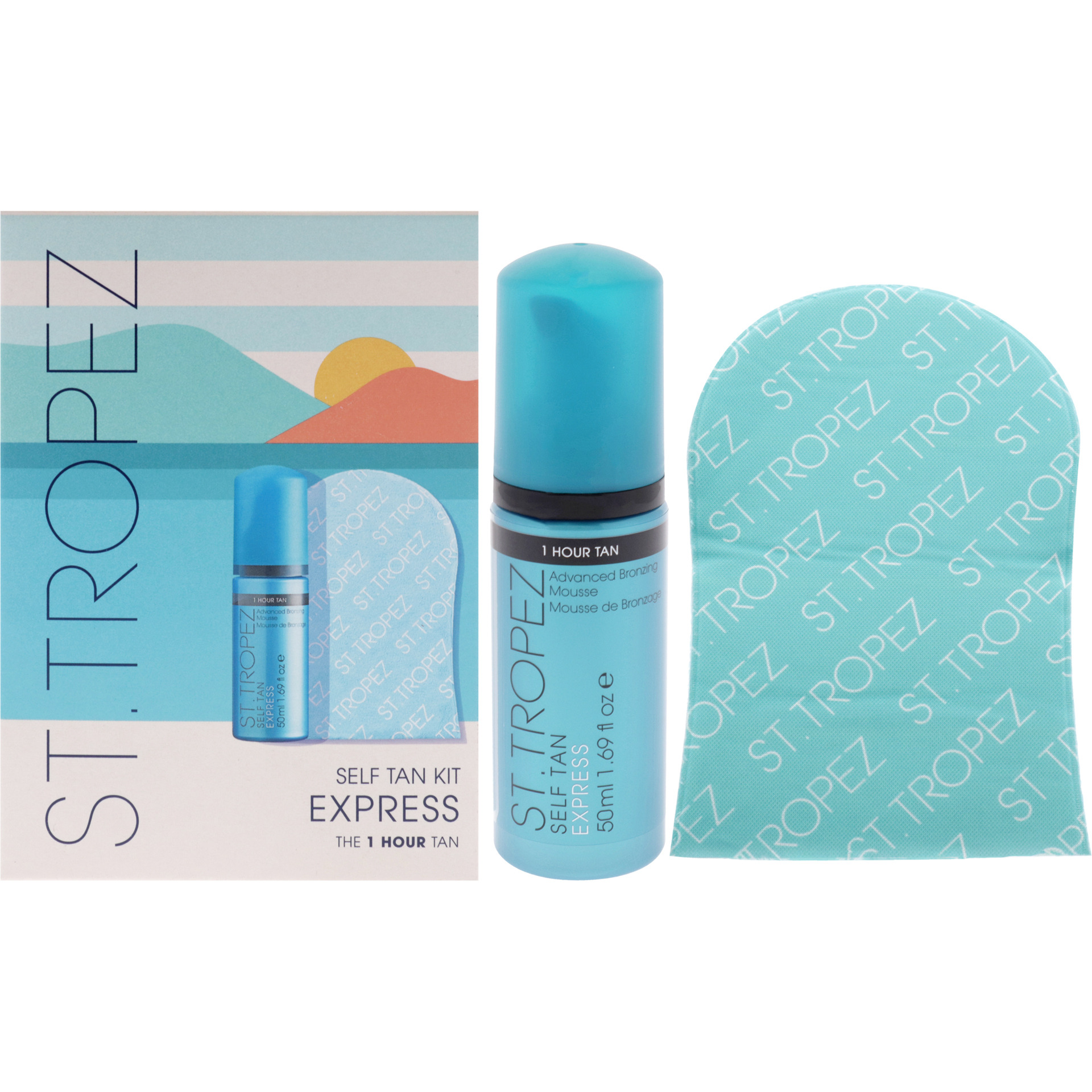 Self Tan Express Kit by St. Tropez for Unisex - 2 Pc 1.69oz Advance Bronzing Mousse, Velvet Luxe Applicator Mitt