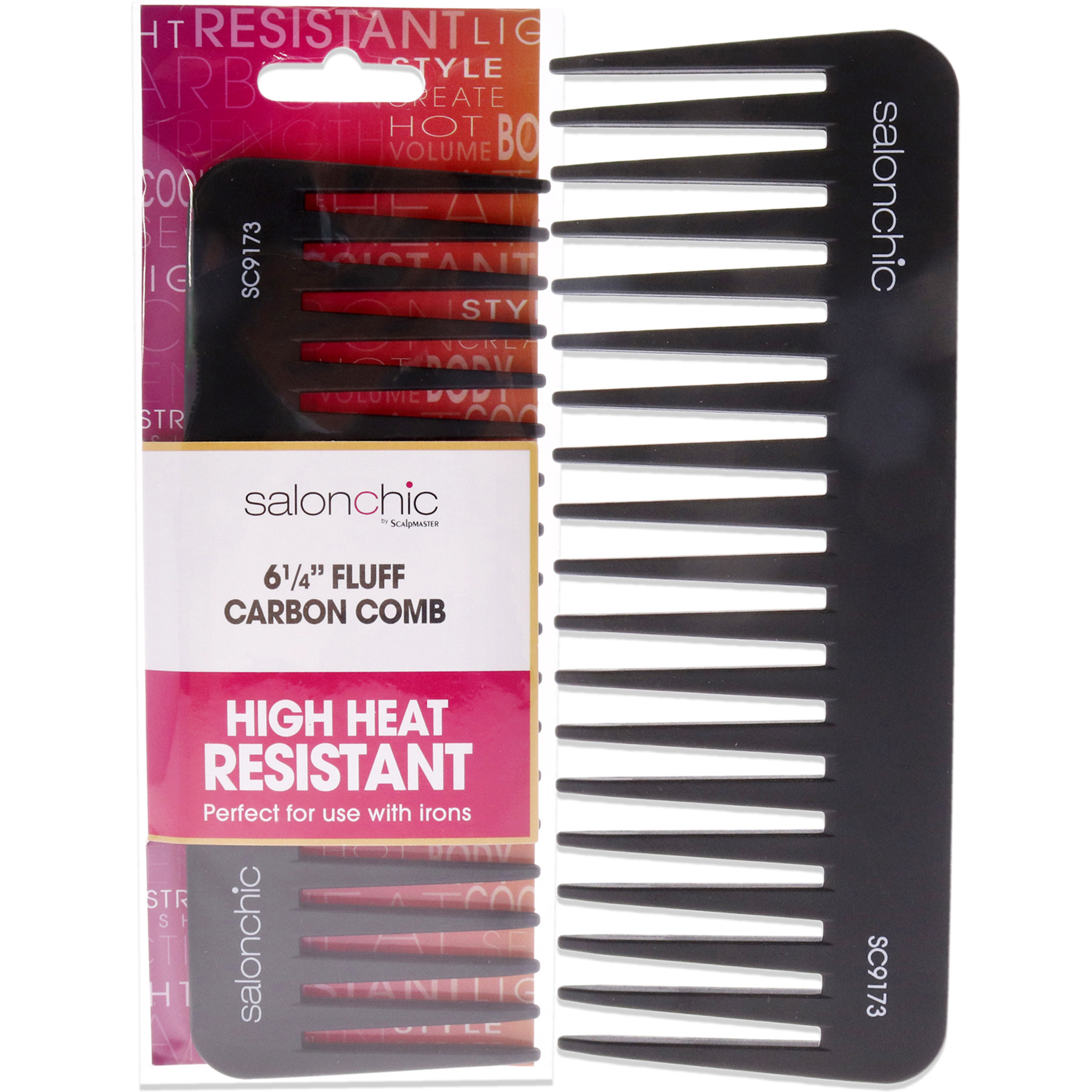 Fluff Carbon Comb High Heat Resistant 6.25 by SalonChic for Unisex - 1 Pc Comb