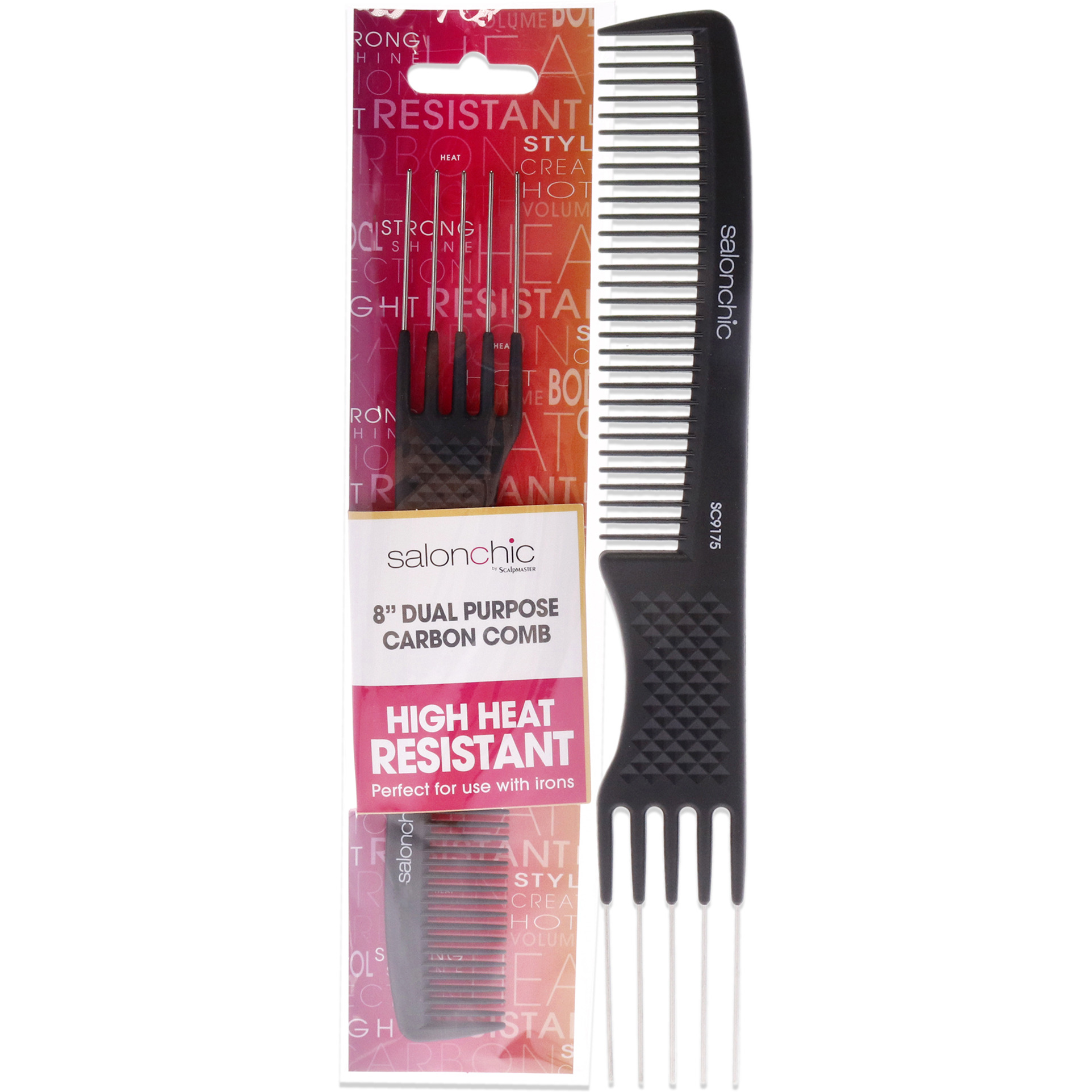 Dual Purpose Carbon Comb High Heat Resistant 8 by SalonChic for Unisex - 1 Pc Comb