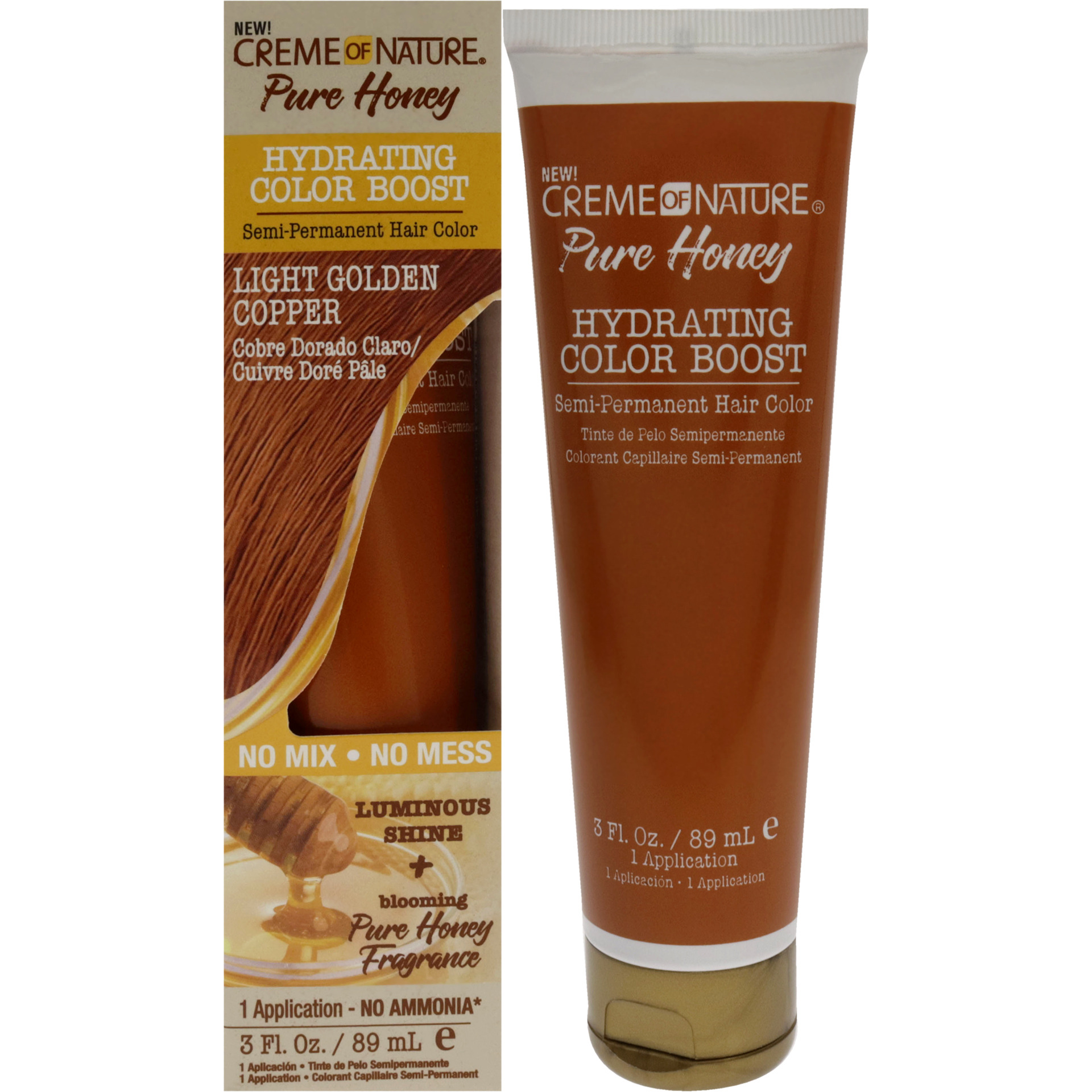 Pure Honey Hydrating Color Boost Semi-Permanent Hair Color - Light Golden Copper by Creme of Nature for Unisex - 3 oz Hair Color