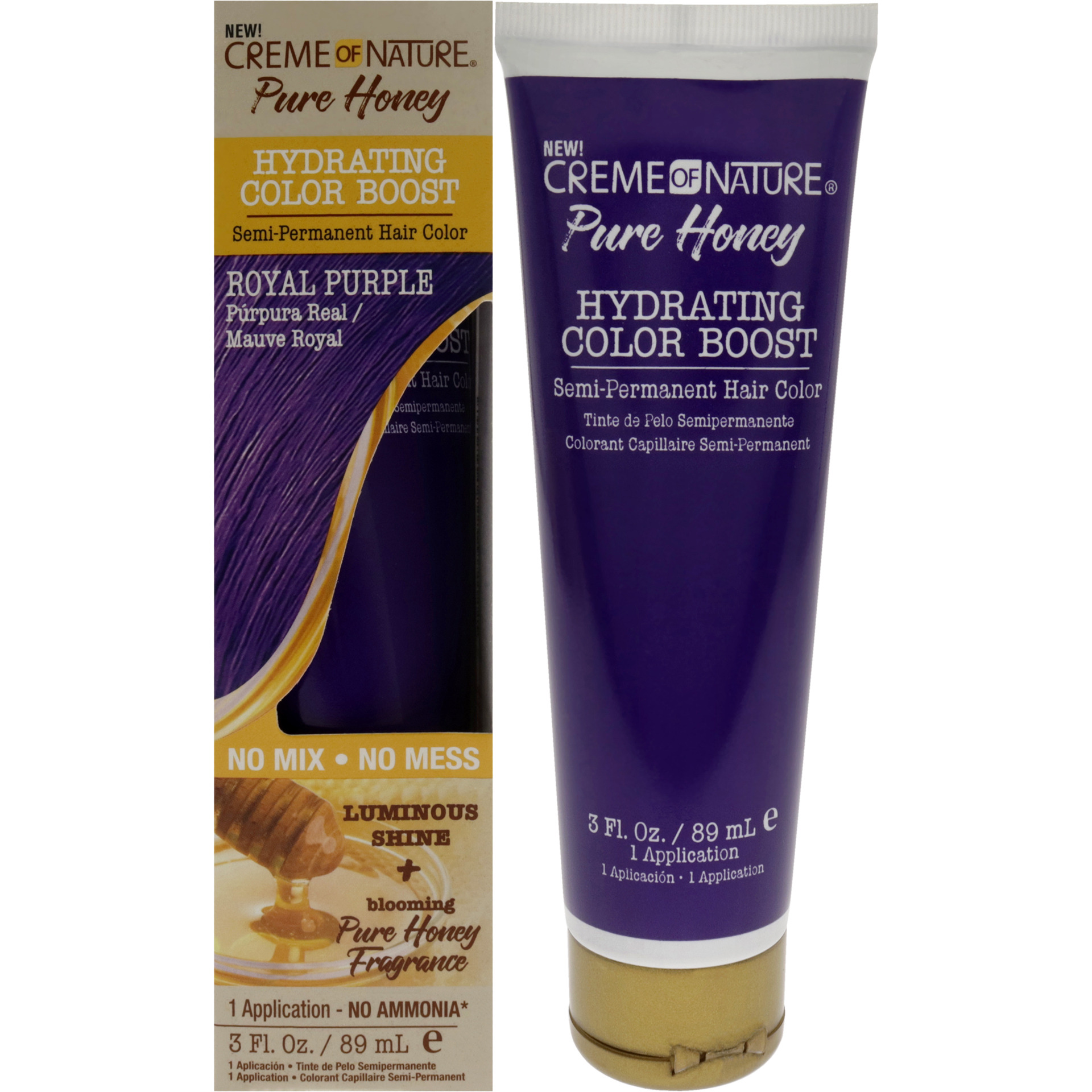 Pure Honey Hydrating Color Boost Semi-Permanent Hair Color - Royal Purple by Creme of Nature for Unisex - 3 oz Hair Color