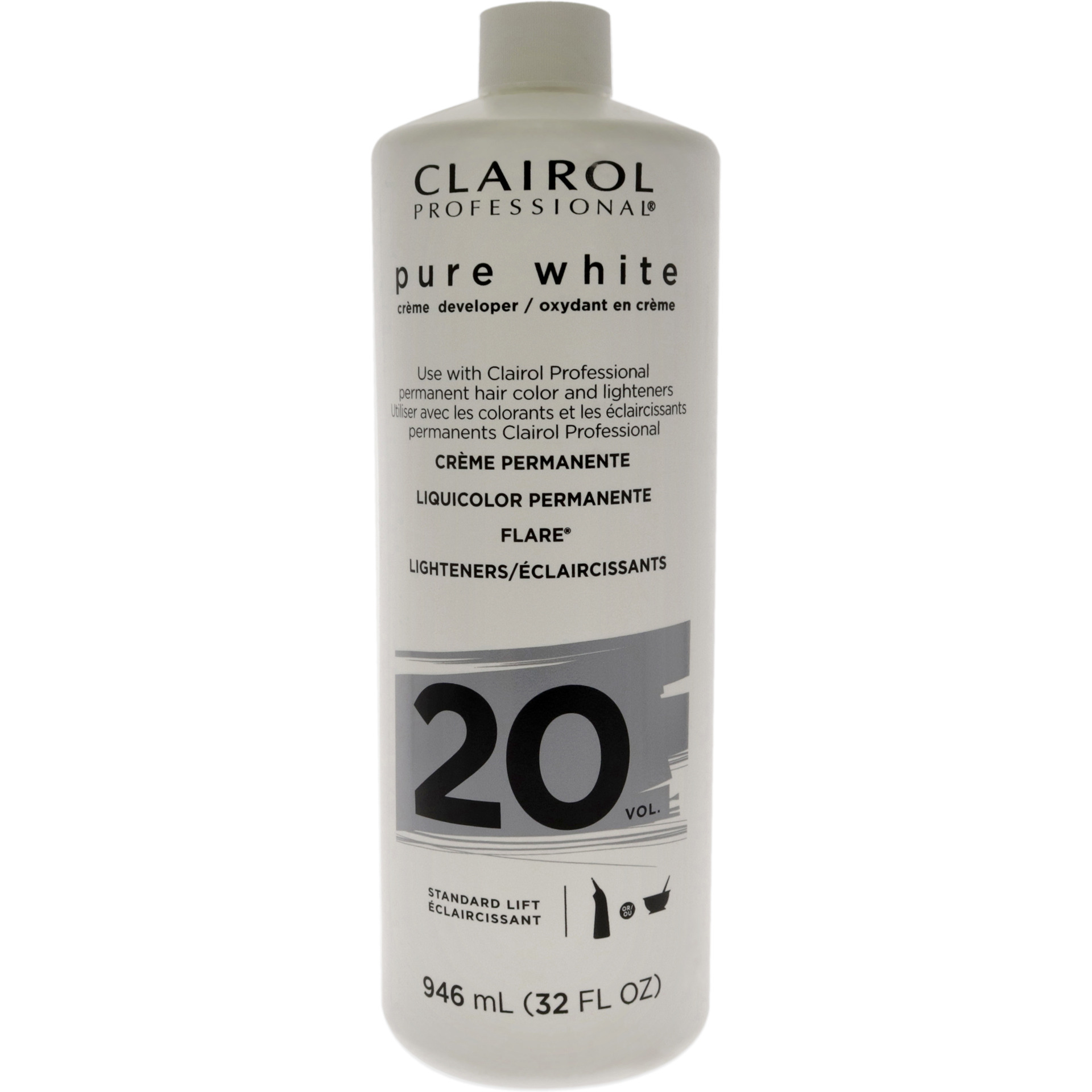 Pure White 20 Volume Creme Developer by Clairol for Unisex - 32 oz Lightener