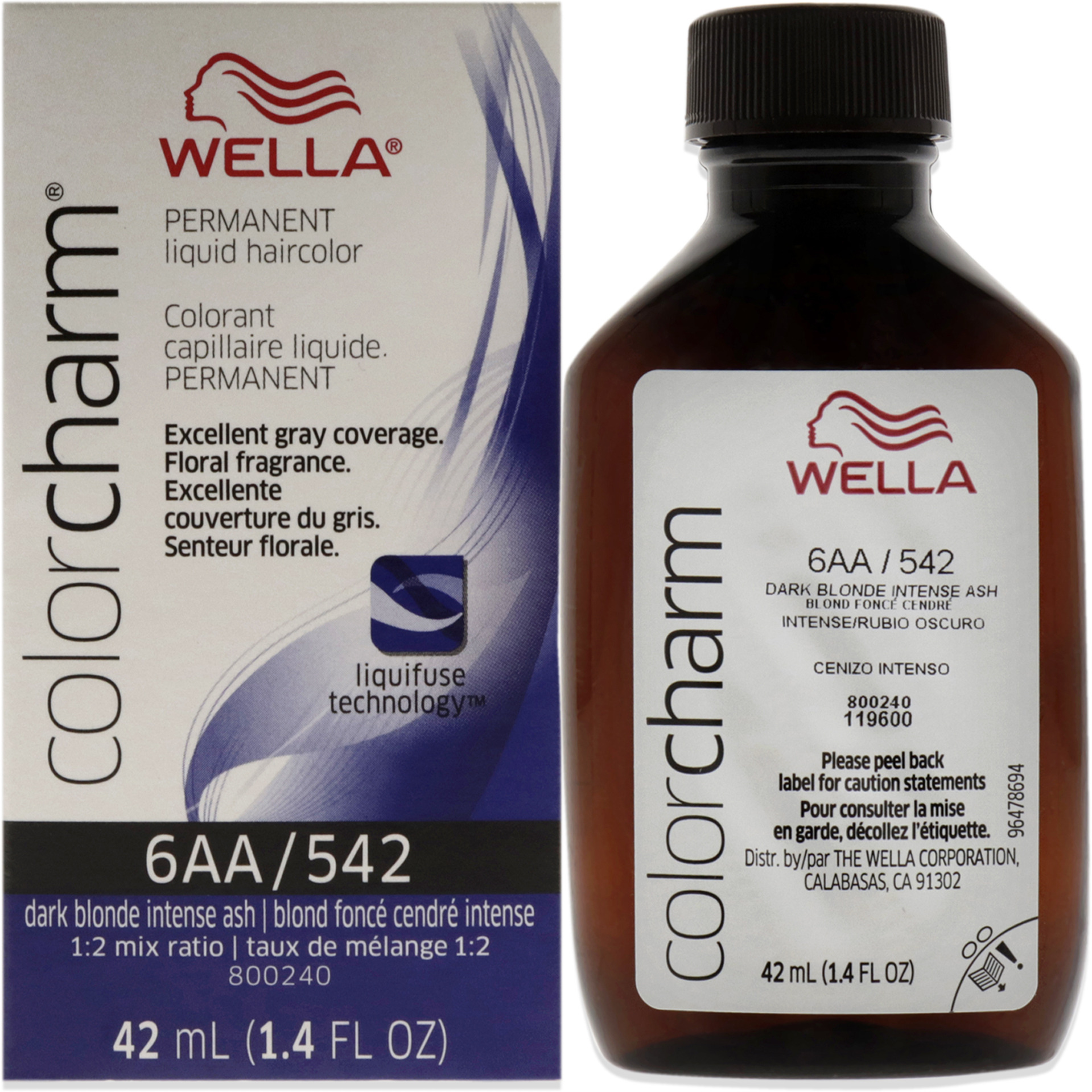 Color Charm Permanent Liquid Hair Color - 542 6AA Ash Blonde by Wella for Unisex - 1.42 oz Hair Color