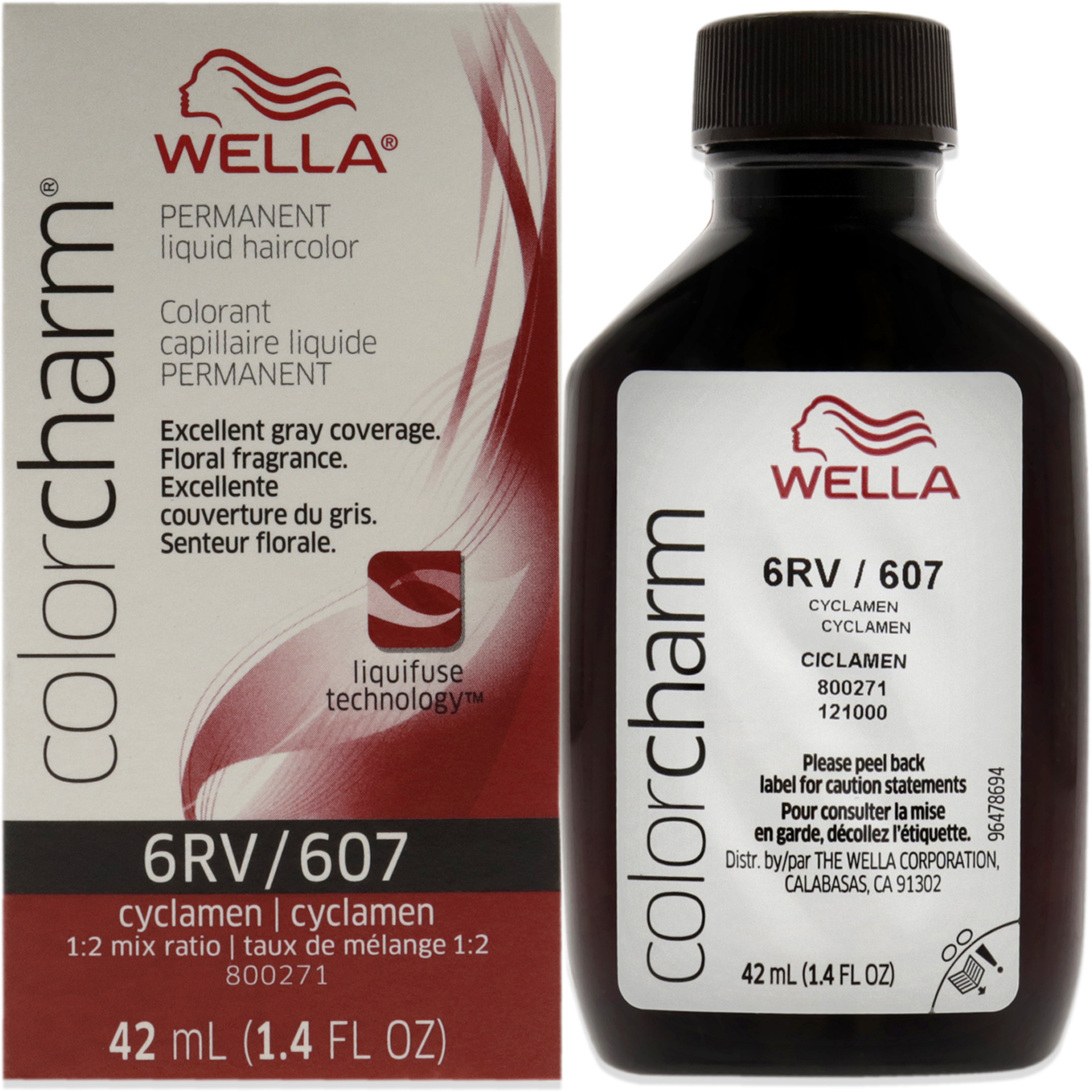 Color Charm Permanent Liquid Hair Color - 607 6RV Cyclamen by Wella for Unisex - 1.42 oz Hair Color