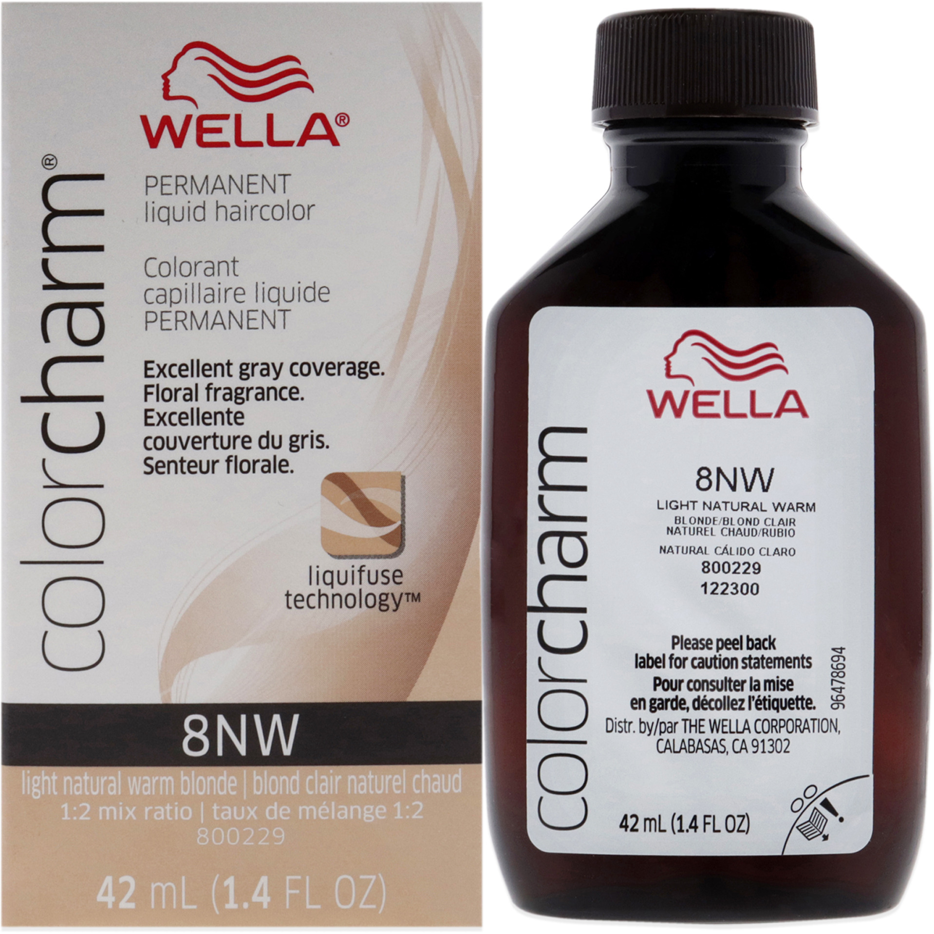 Color Charm Permanent Liquid Hair Color - 8NW Light Natural Warm Blonde by Wella for Unisex - 1.42 oz Hair Color