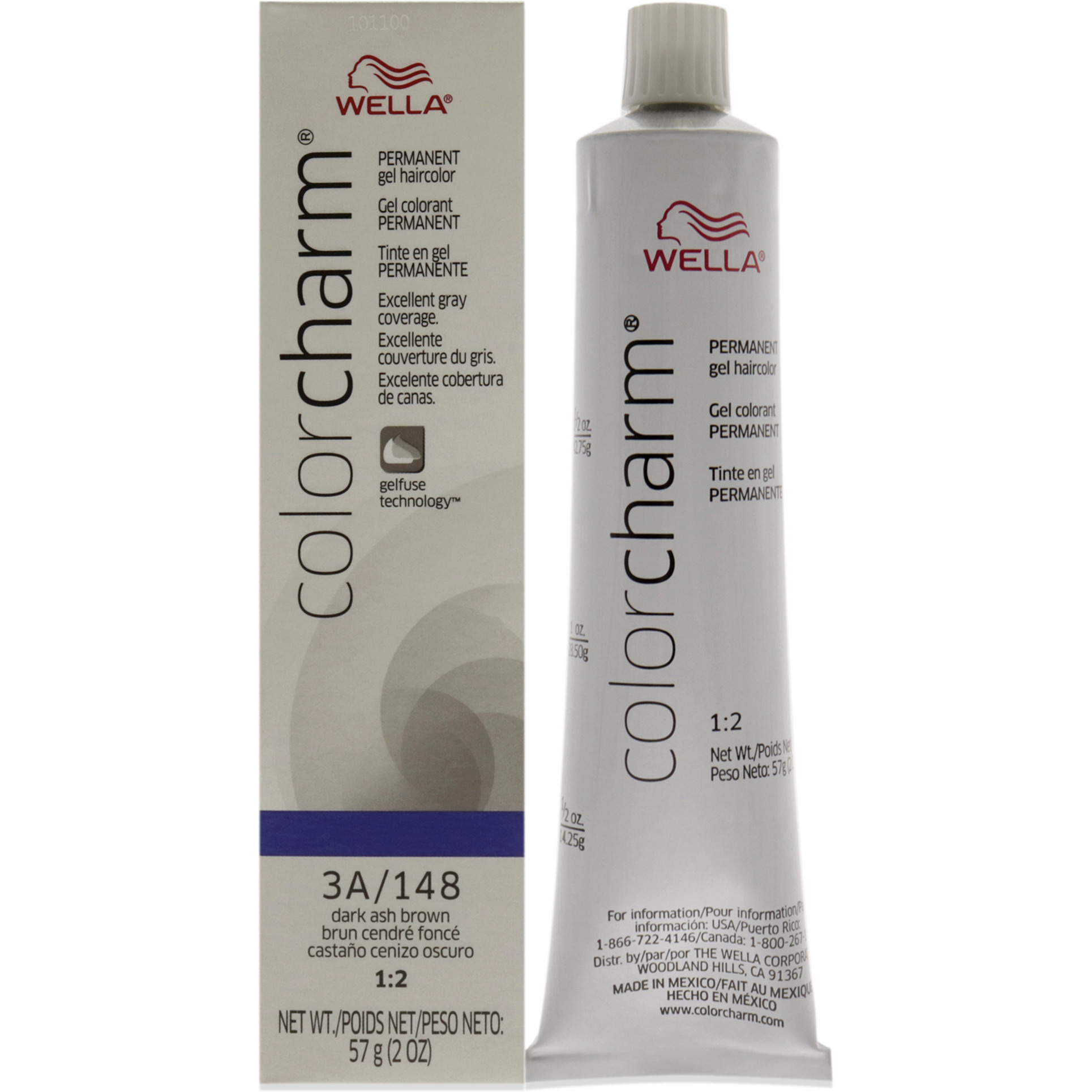 Color Charm Permanent Hair Color Gel - 148 3A Dark Ash Brown by Wella for Unisex - 2 oz Hair Color
