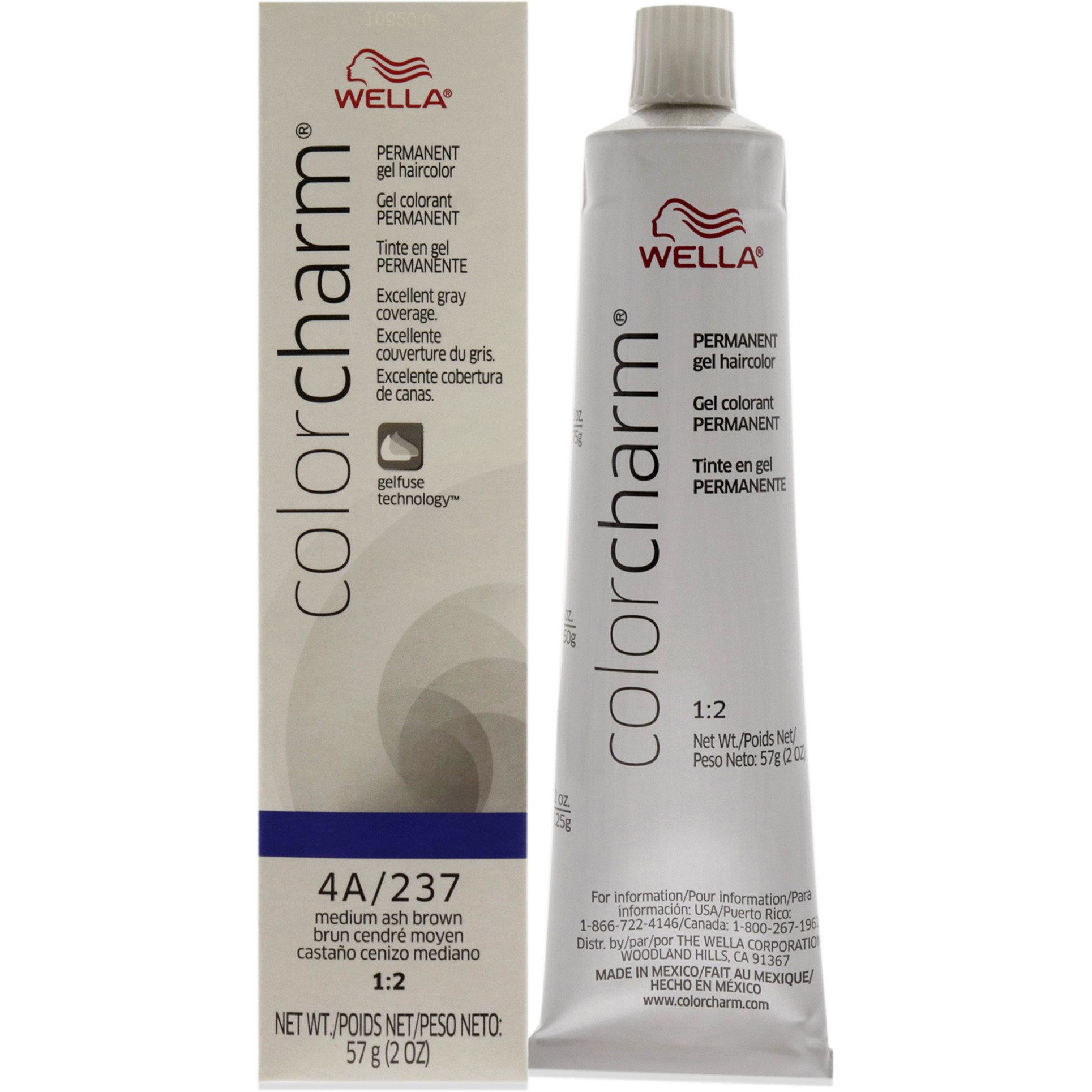Color Charm Permanent Hair Color Gel - 237 4A Medium Ash Brown by Wella for Unisex - 2 oz Hair Color