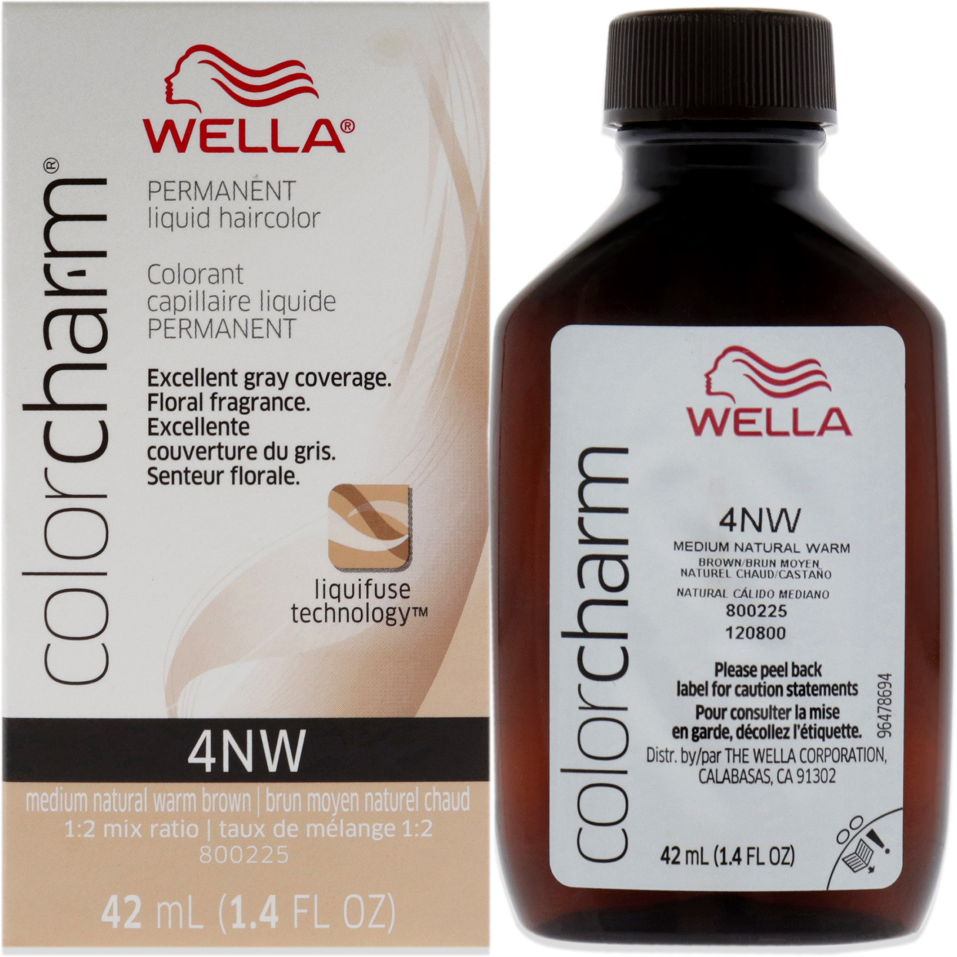Color Charm Permanent Liquid Hair Color - 4NW Medium Natural Warm Blonde by Wella for Unisex - 1.42 oz Hair Color