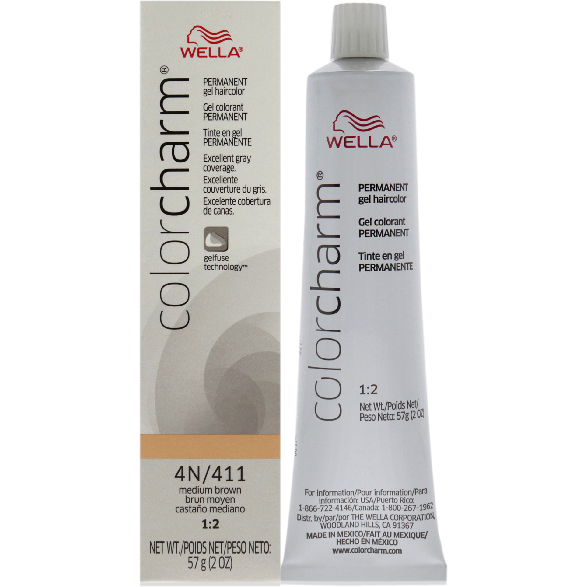 Color Charm Permanent Creme Gel Hair Color - 411 4N Medium Brown by Wella for Unisex - 2 oz Hair Color