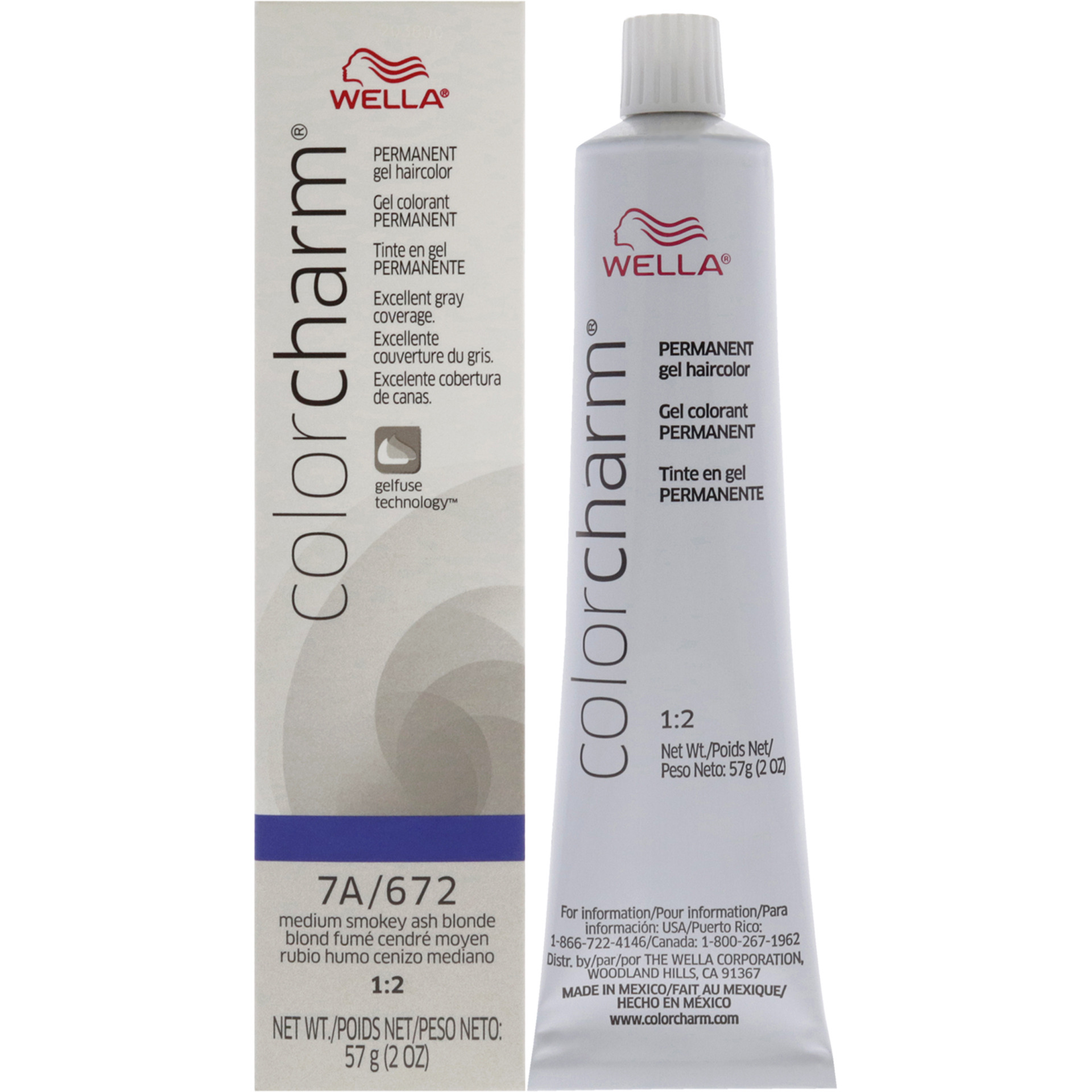 Color Charm Permanent Hair Color Gel - 7A 672 Medium Smokey Ash Blonde by Wella for Unisex - 2 oz Hair Color