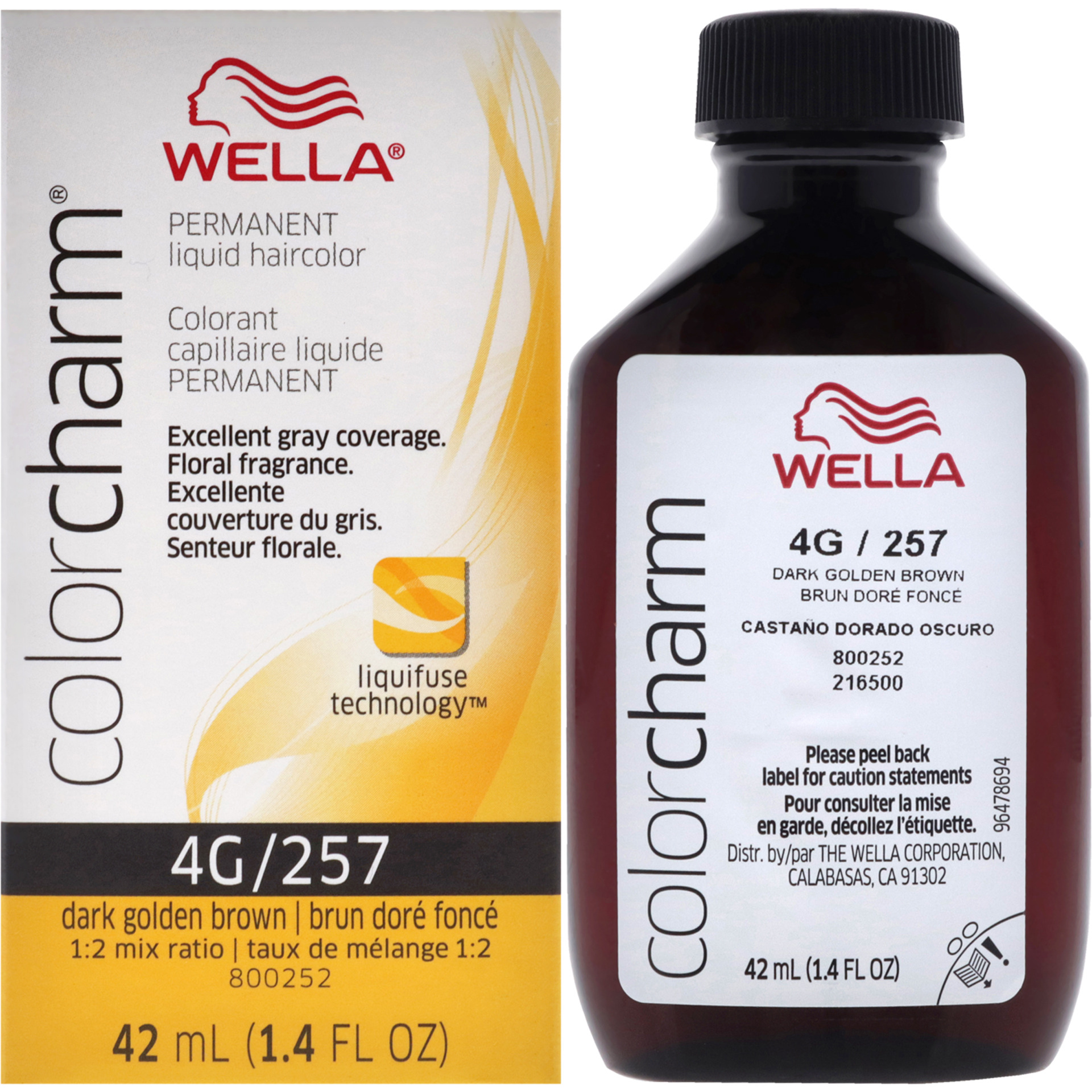 Color Charm Permanent Liquid Hair Color - 4G 257 Dark Golden Brown by Wella for Unisex - 1.42 oz Hair Color