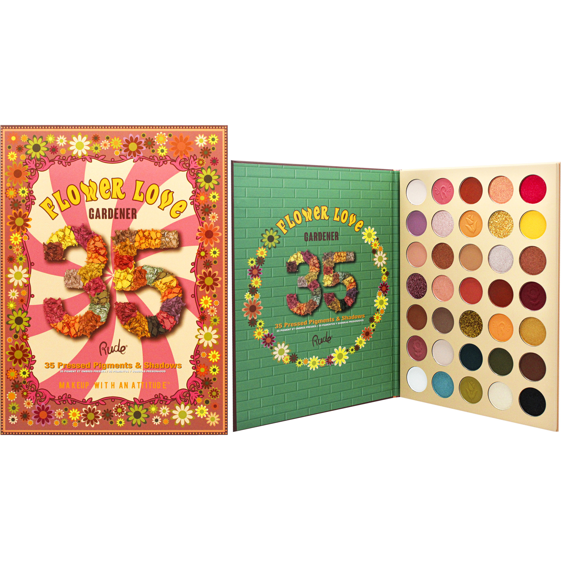 Flower Love 35 Eyeshadows Palette - Gardener by Rude Cosmetics for Women - 1.34 oz Eye Shadow