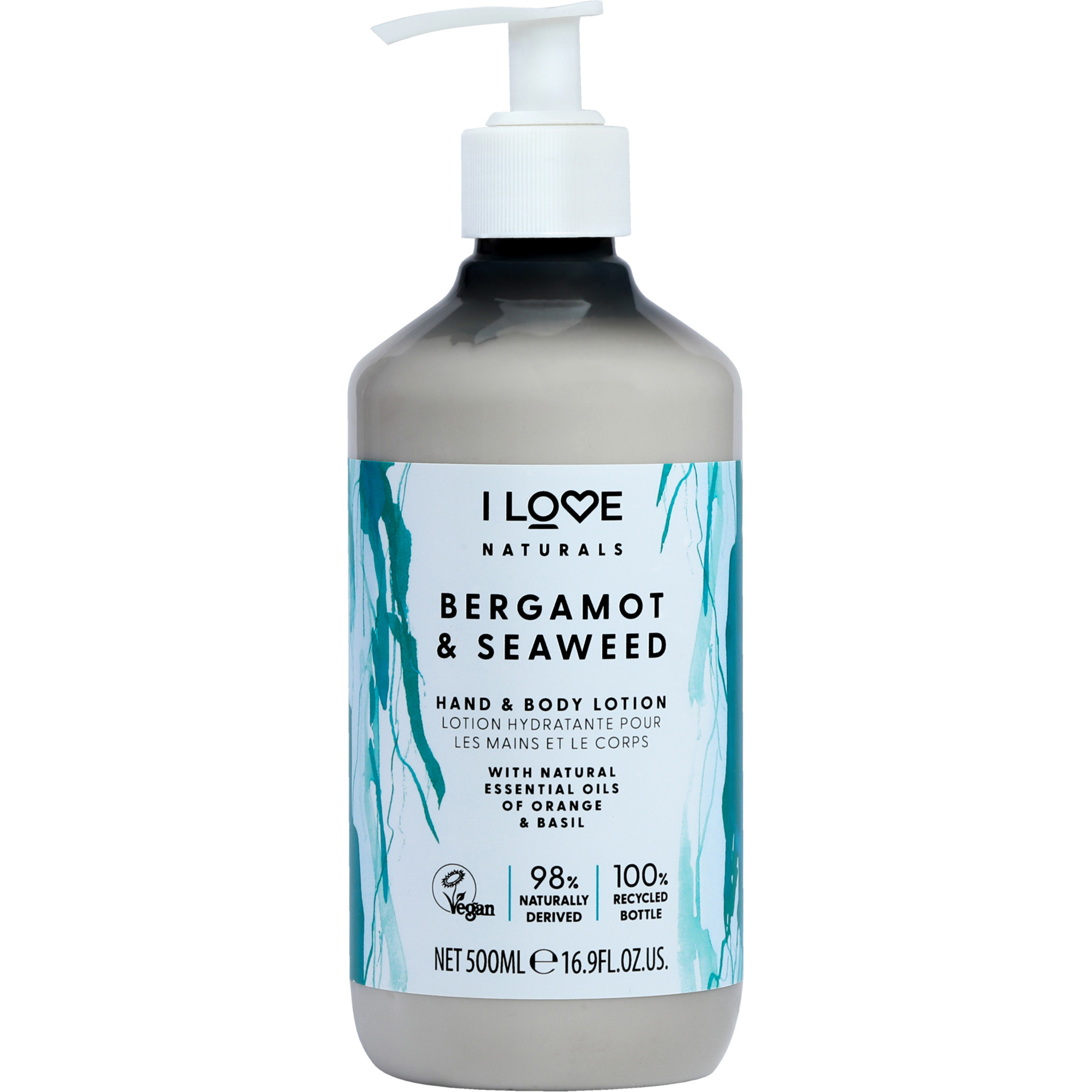 Naturals Hand and Body Lotion - Bergamot and Seaweed by I Love Cosmetics for Women - 16.9 oz Body Lotion