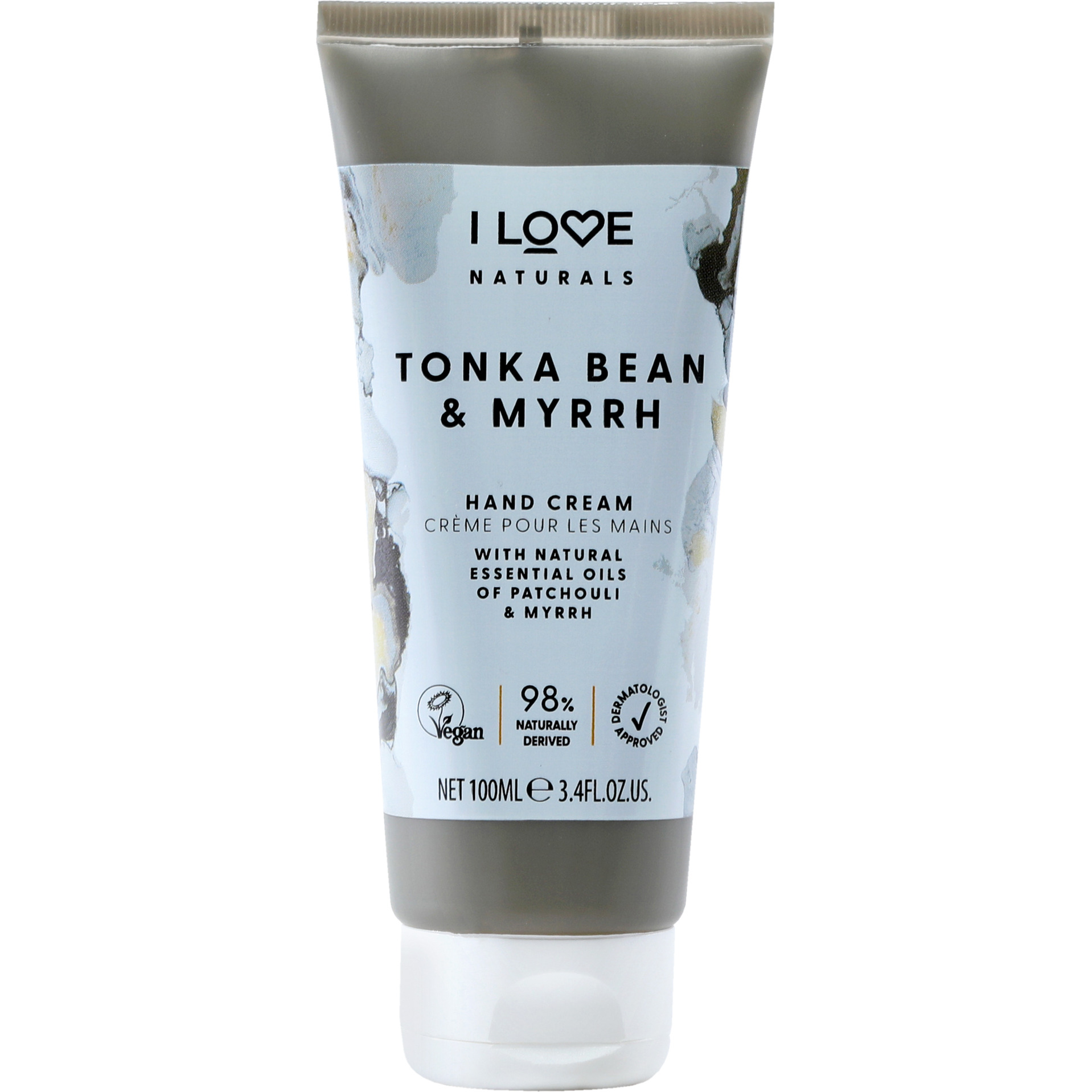 Naturals Hand Cream - Tonka Bean and Myrrh by I Love Cosmetics for Women - 3.4 oz Cream