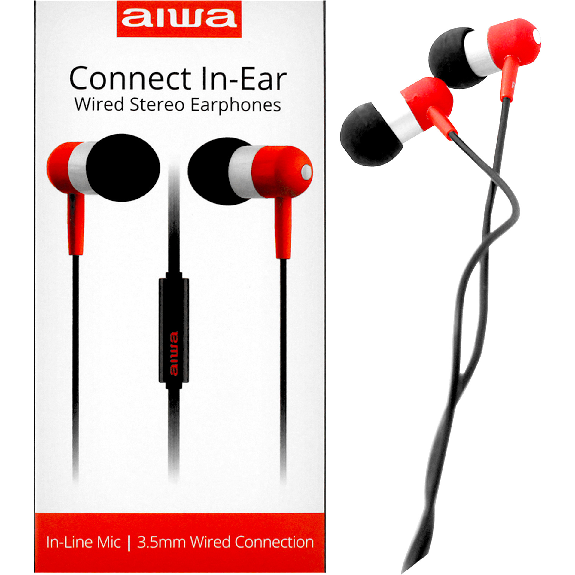 Aiwa Audio Connect In-Ear Stereo Earphones - Red by Aiwa for Unisex - 1 Pc Earphones
