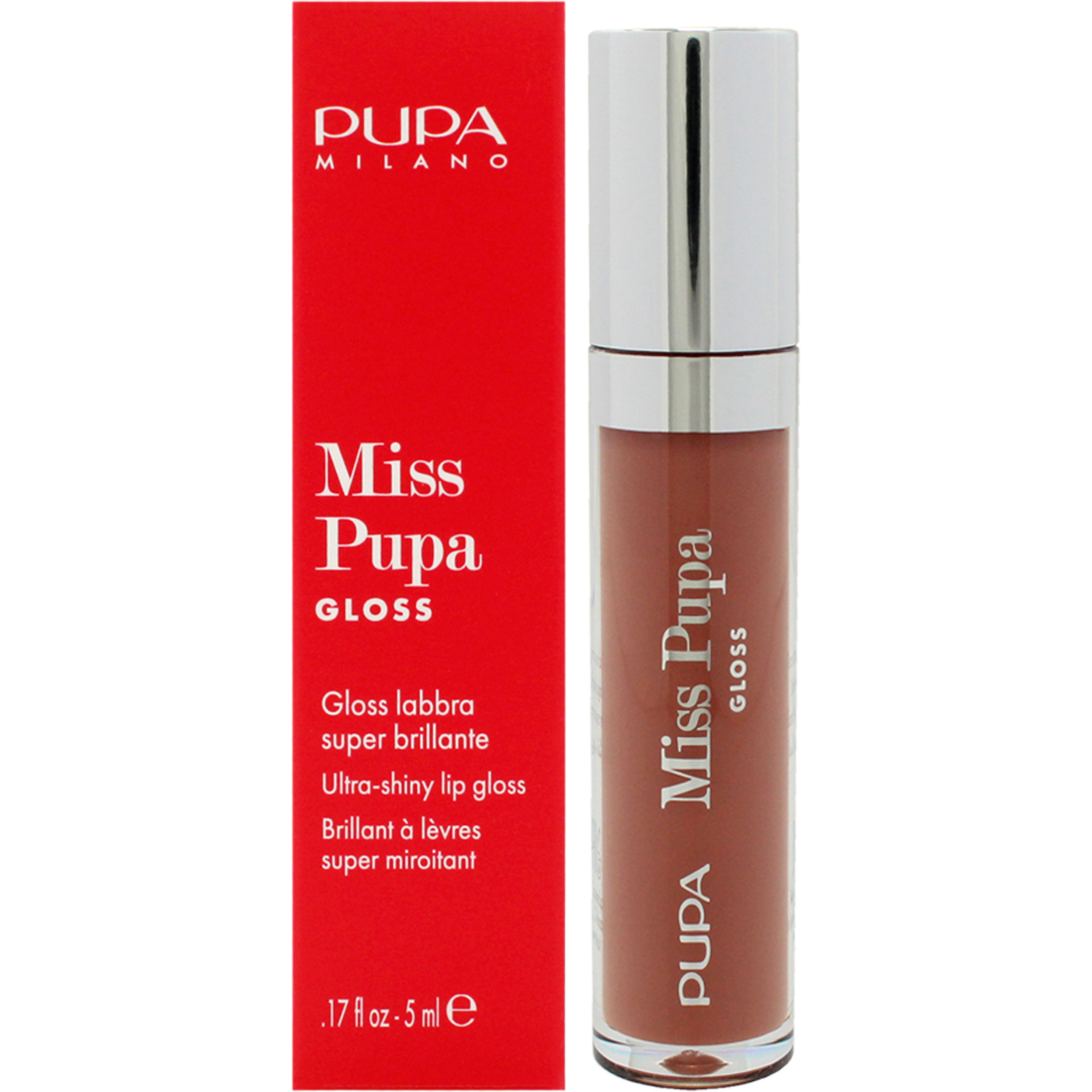 Miss Pupa Gloss Ultra-Shine Lip Gloss - 404 Warm Nude by Pupa Milano for Women - 0.17 oz Lip Gloss