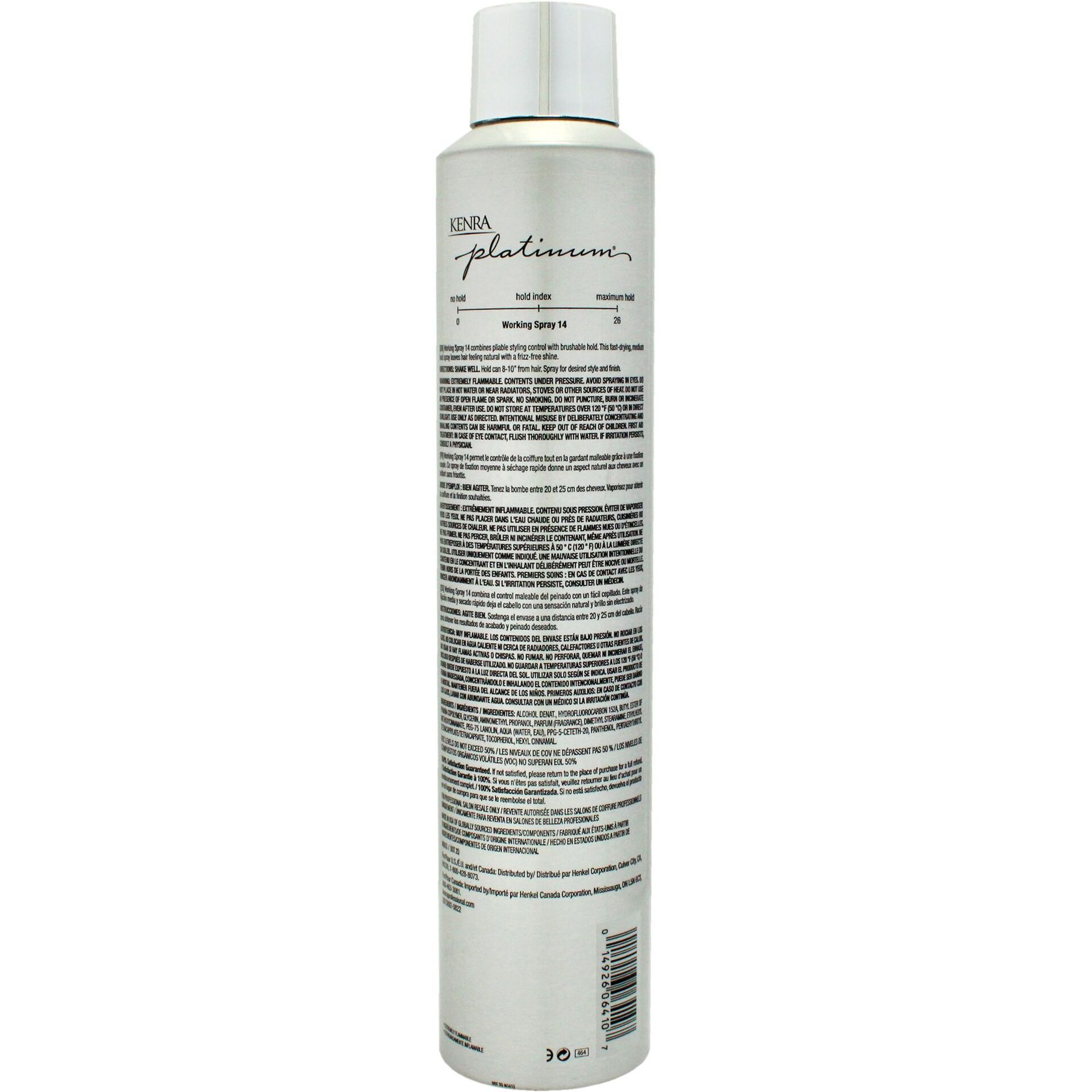 Platinum Working Spray 14 Flexible Hold Hairspray by Kenra for Unisex - 10 oz Hair Spray