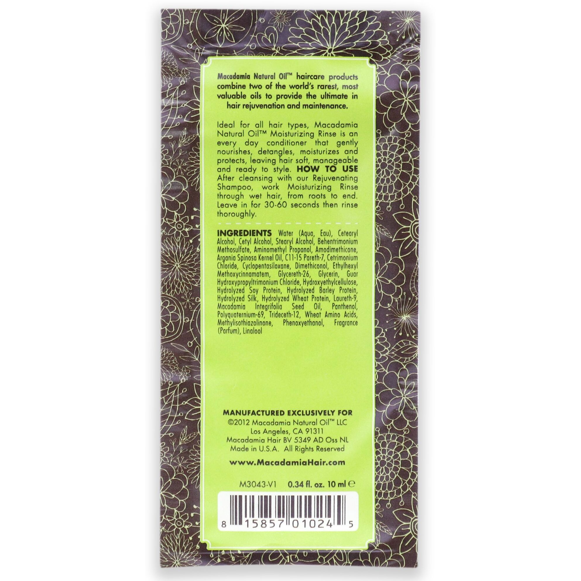 Moisturizing Rinse by Macadamia Oil for Unisex - 10 ml Conditioner