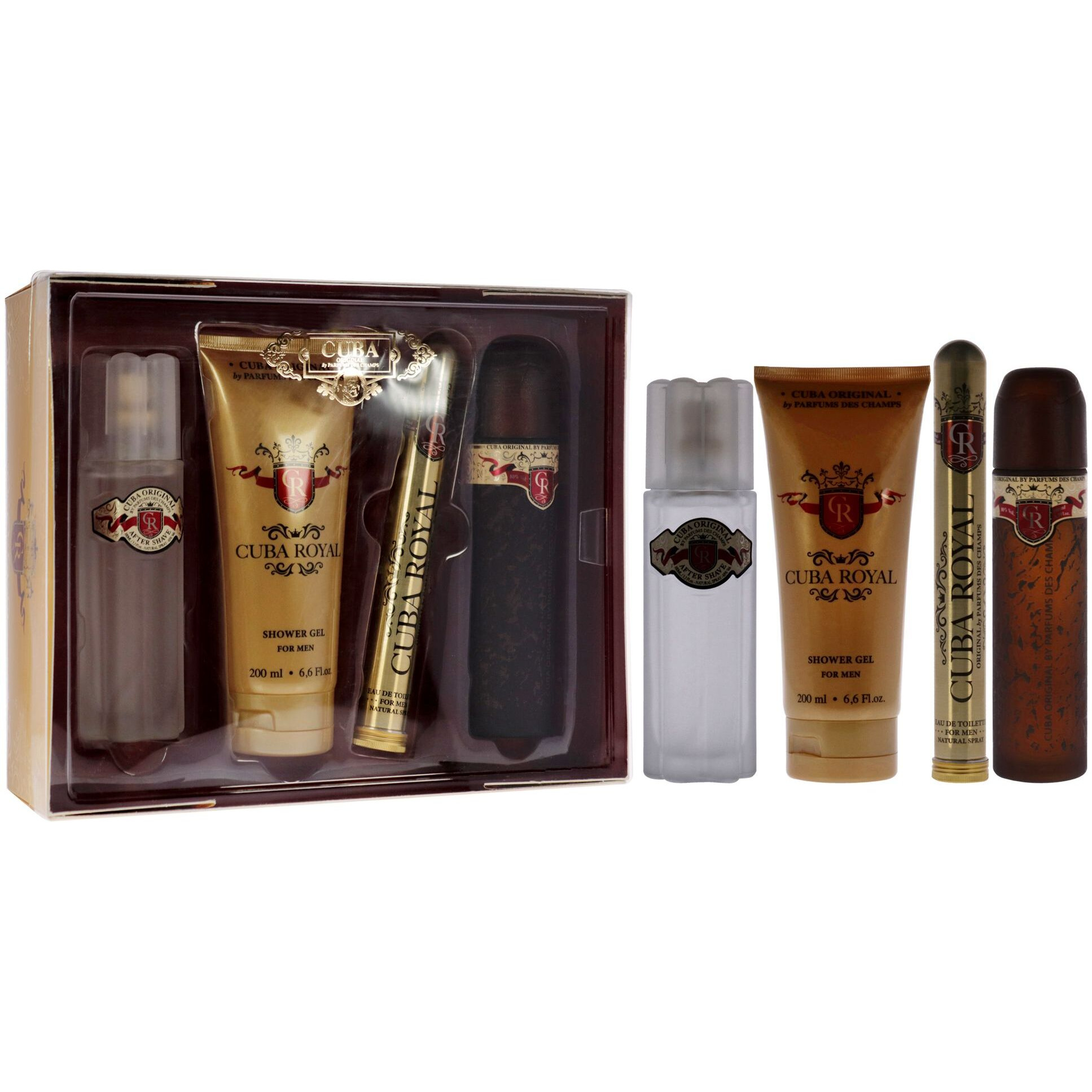 Cuba Royal by Cuba for Men - 4 Pc Gift Set 3.3oz EDT Spray, 1.17oz EDT Spray, 3.3oz After Shave, 6.7oz Shower Gel