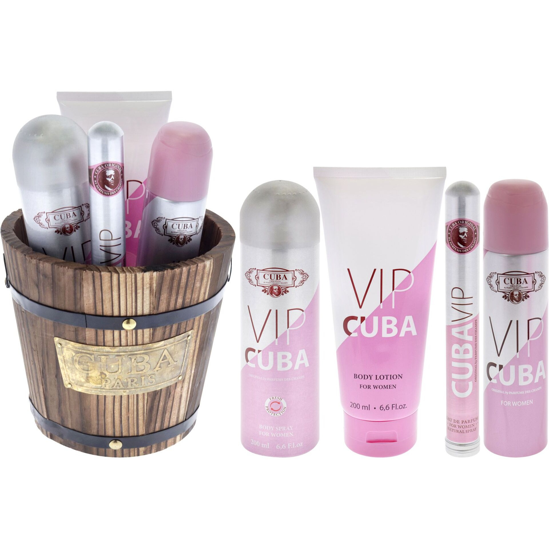 Cuba Vip by Cuba for Women - 4 Pc Gift Set 3.3oz EDP Spray, 1.17oz EDP Spray, 6.6oz Body Spray, 6.6oz Body Lotion