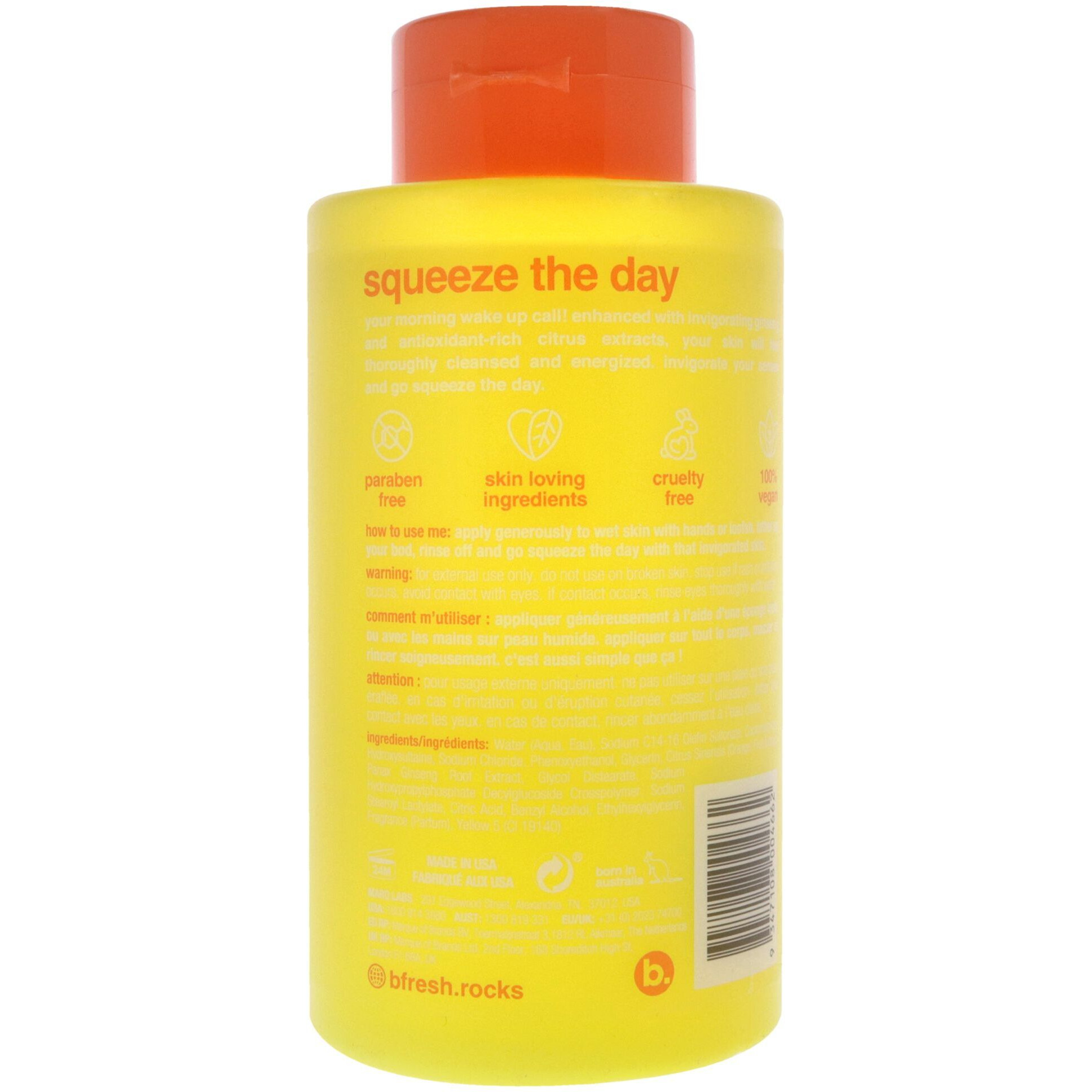 Squeeze The Day Energizing Body Wash by B.Fresh for Unisex - 16 oz Body Wash