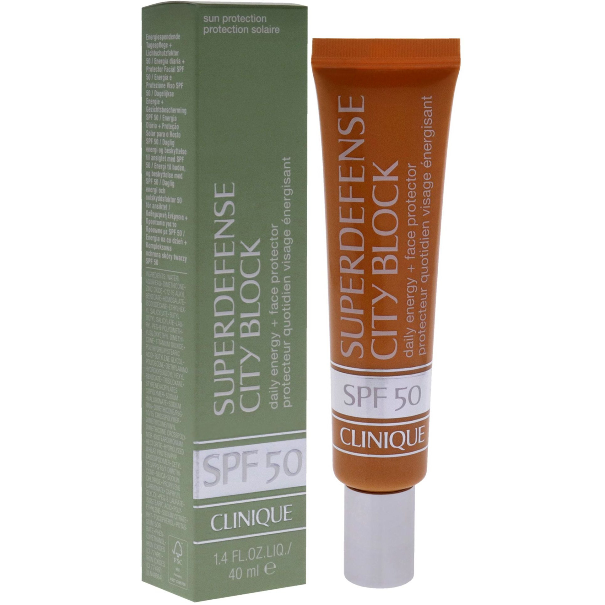 Superdefense City Block Daily Energy plus Face Protector SPF 50 by Clinique for Women - 1.4 oz Sunscreen