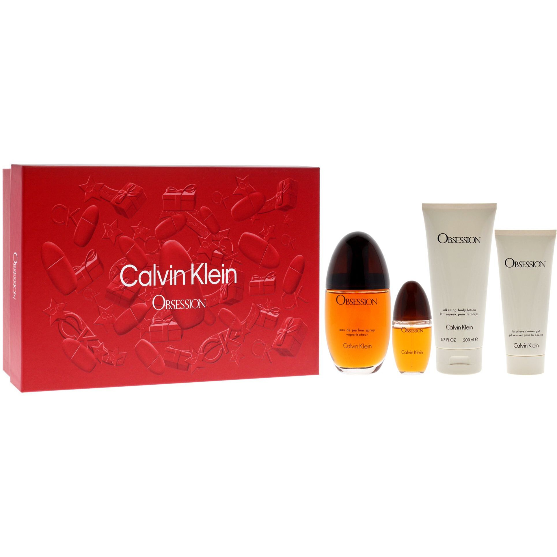 Obsession by Calvin Klein for Women - 4 Pc Gift Set 3.3oz EDP Spray, 0.5oz EDP Spray, 3.4oz Shower Gel, 6.7oz Body Lotion
