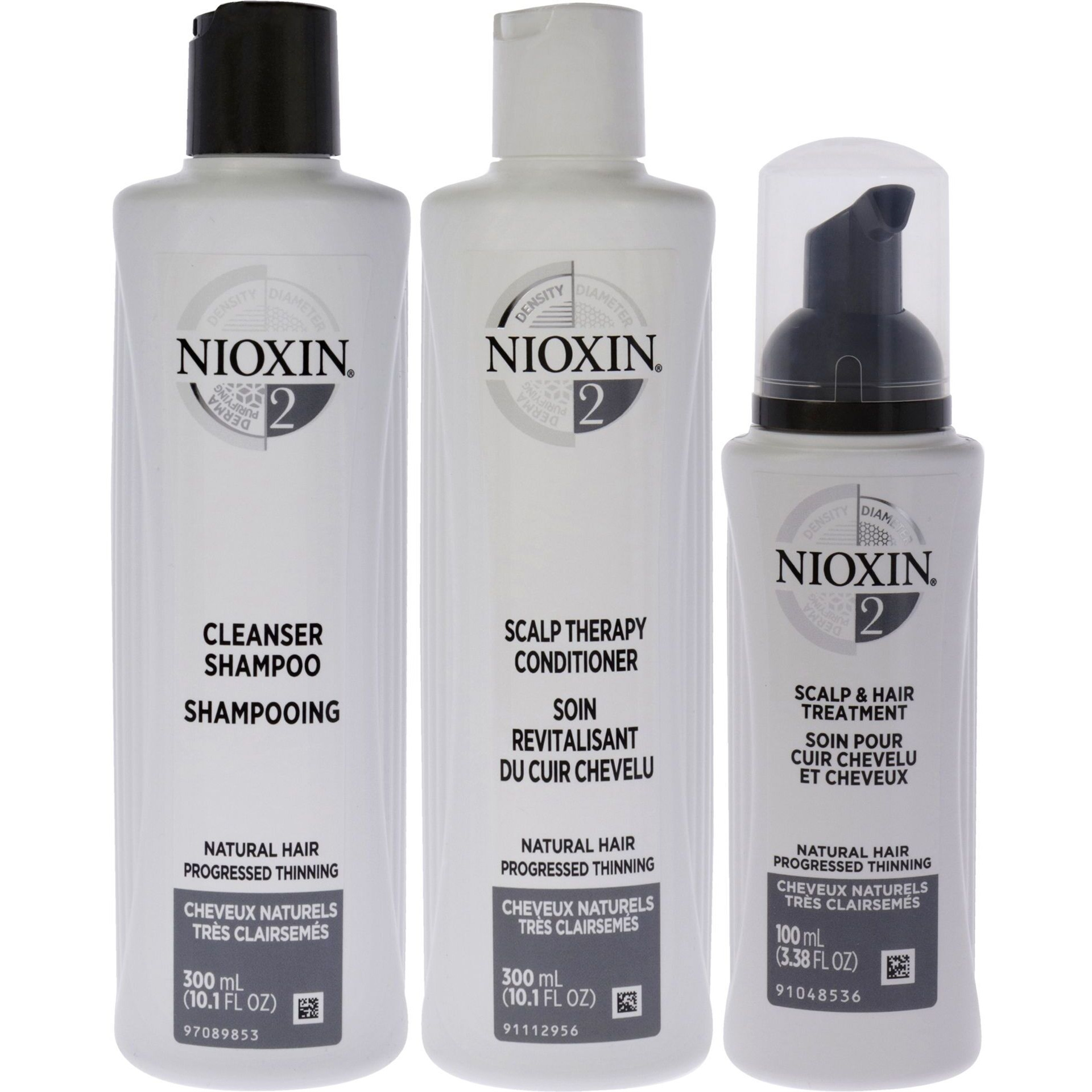 System 2 Kit by Nioxin for Unisex - 3 Pc 10.1oz Cleanser Shampoo, 10.1 oz Scalp Therapy Conditioner, 3.38oz Scalp and Hair Treatment
