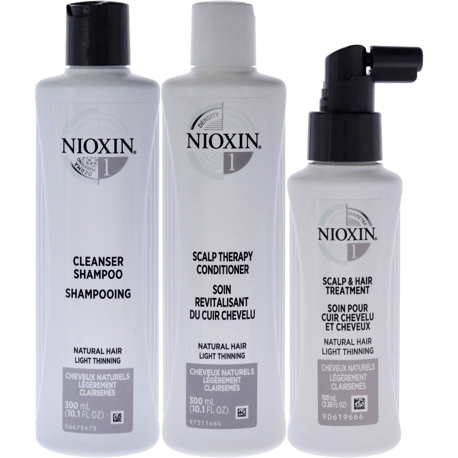 System 1 Kit by Nioxin for Unisex - 3 Pc 10.1oz Cleanser Shampoo, 10.1oz Scalp Therapy Conditioner, 3.38oz Scalp and Hair Treatment