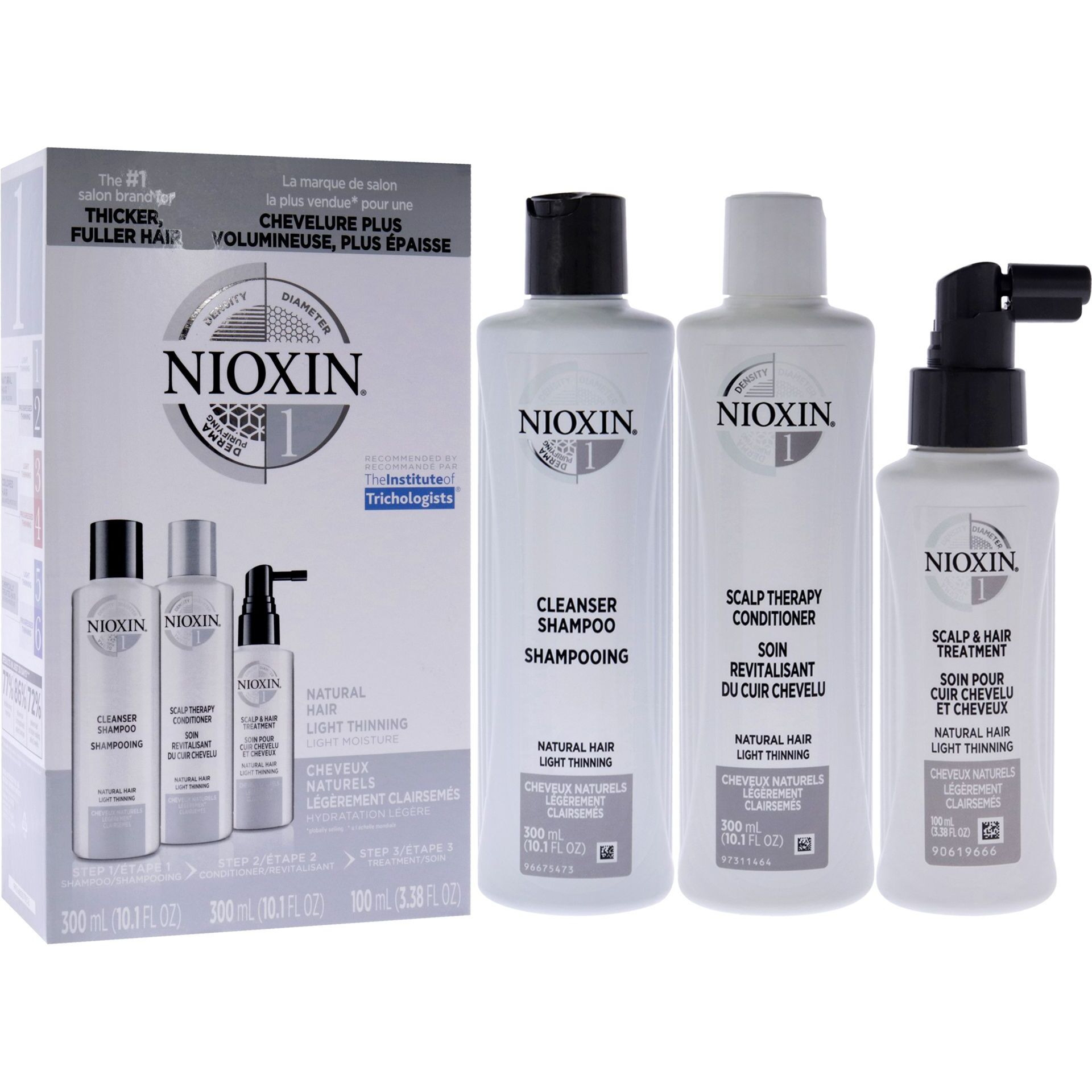 System 1 Kit by Nioxin for Unisex - 3 Pc 10.1oz Cleanser Shampoo, 10.1oz Scalp Therapy Conditioner, 3.38oz Scalp and Hair Treatment