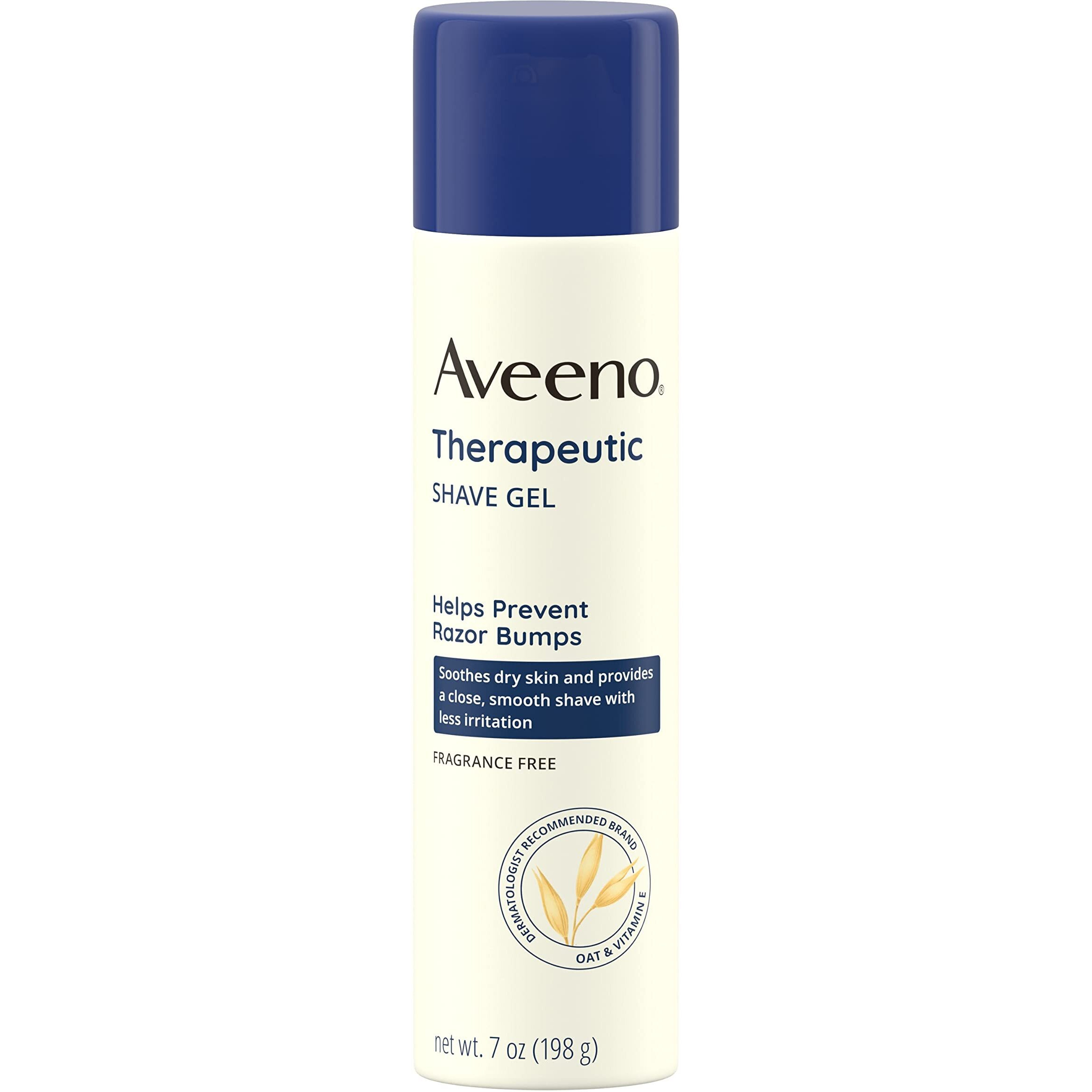 Aveeno Therapeutic Shave Gel with Oat and Vitamin E to Help Prevent Razor Bumps, Soothes Dry Skin and Provides a Close, Smooth Shave with Less Irritation, Fragrance-Free, 7 oz