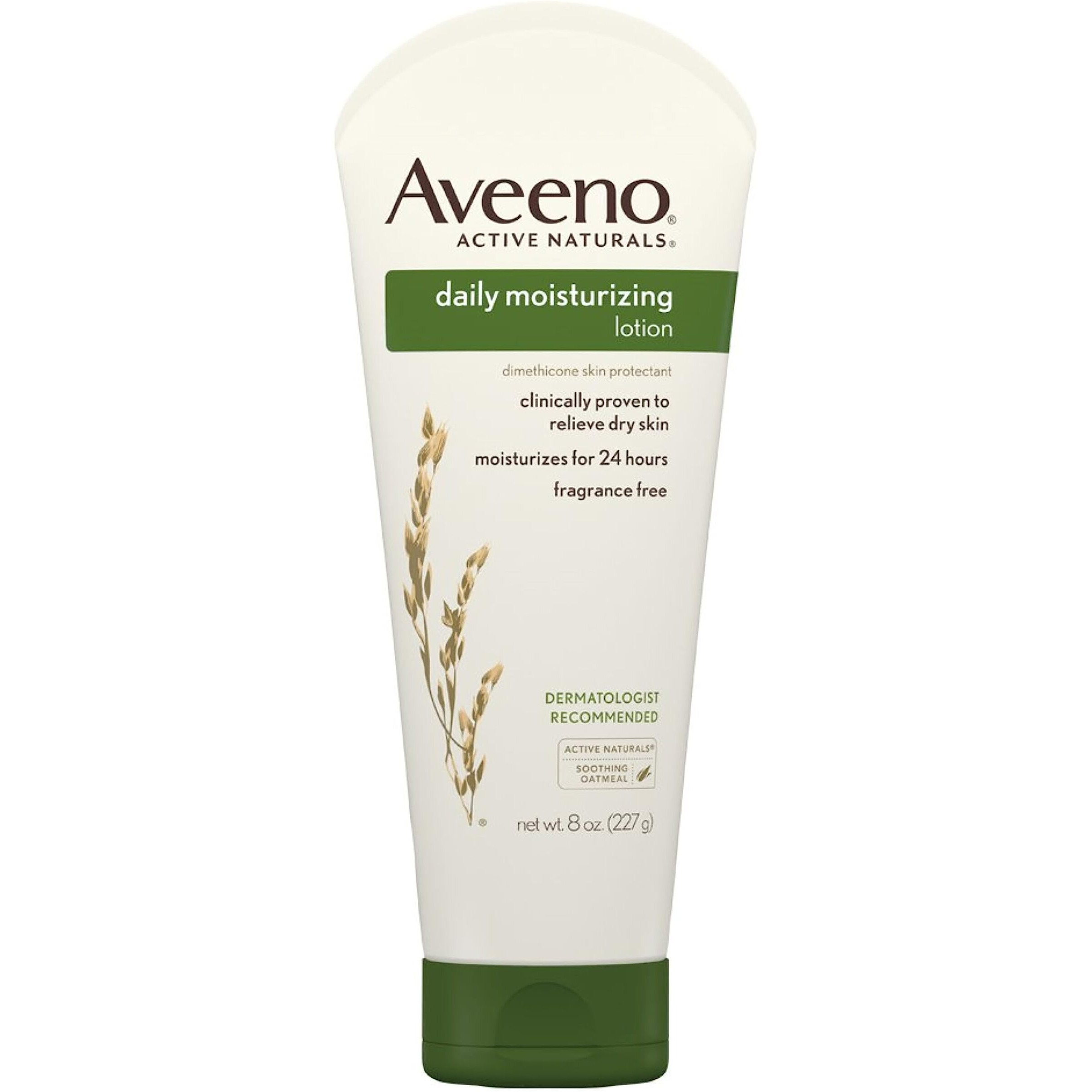 Aveeno Daily Moisturizing Body Lotion with Soothing Prebiotic Oat, Gentle Lotion Nourishes Dry Skin With Moisture, Paraben-, Dye- & Fragrance-Free, Non-Greasy & Non-Comedogenic, 8 fl. oz