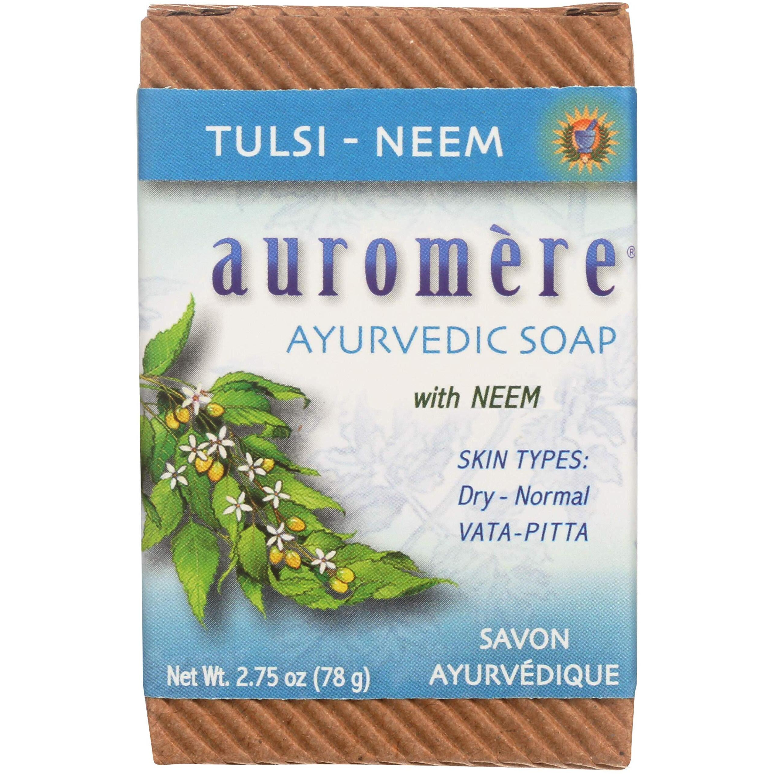 Auromere Ayurvedic Bar Soap, Tulsi Neem - Eco Friendly, Handmade, Vegan, Cruelty Free, Natural, Non GMO (2.75 oz), 1 pack