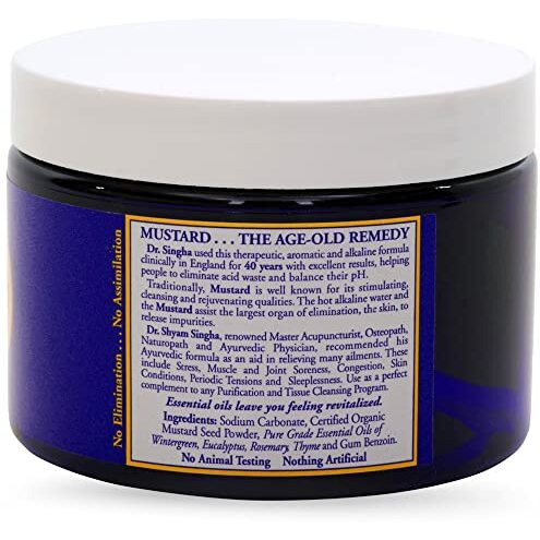 Dr. Singha's Mustard Bath Salts, Therapeutic Bath Detox - Relaxing Bath Soak for Sore Muscles, Restless Nights, Aches, Stress & Tension (8 Ounce)