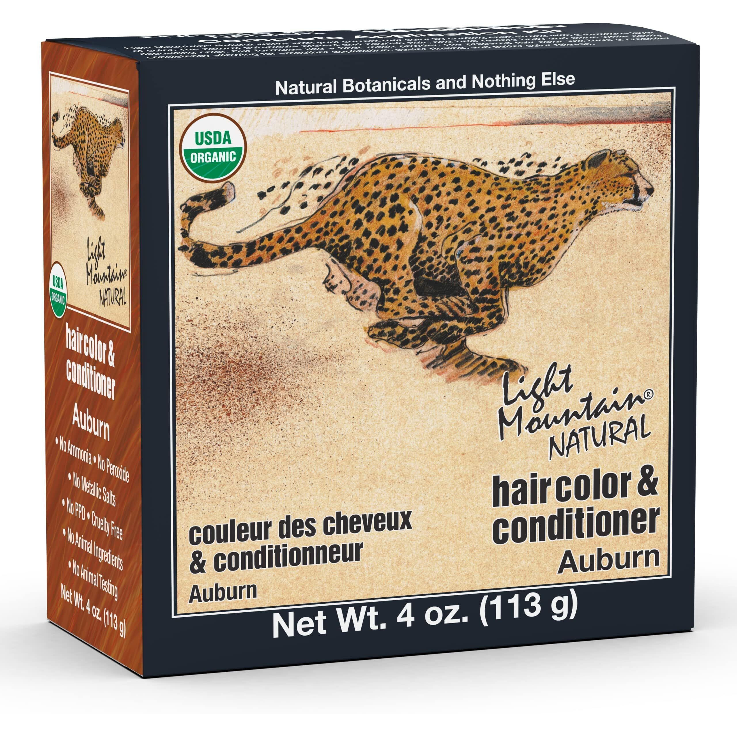 Light Mountain Henna Hair Color & Conditioner - Auburn Hair Dye for Men/Women, Organic Henna Leaf Powder and Botanicals, Chemical-Free, Semi-Permanent Hair Color, 4 Oz