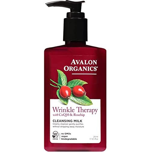 Avalon Organics Cleansing Milk, Wrinkle Therapy with CoQ10 & Rosehip, 8.5 Oz