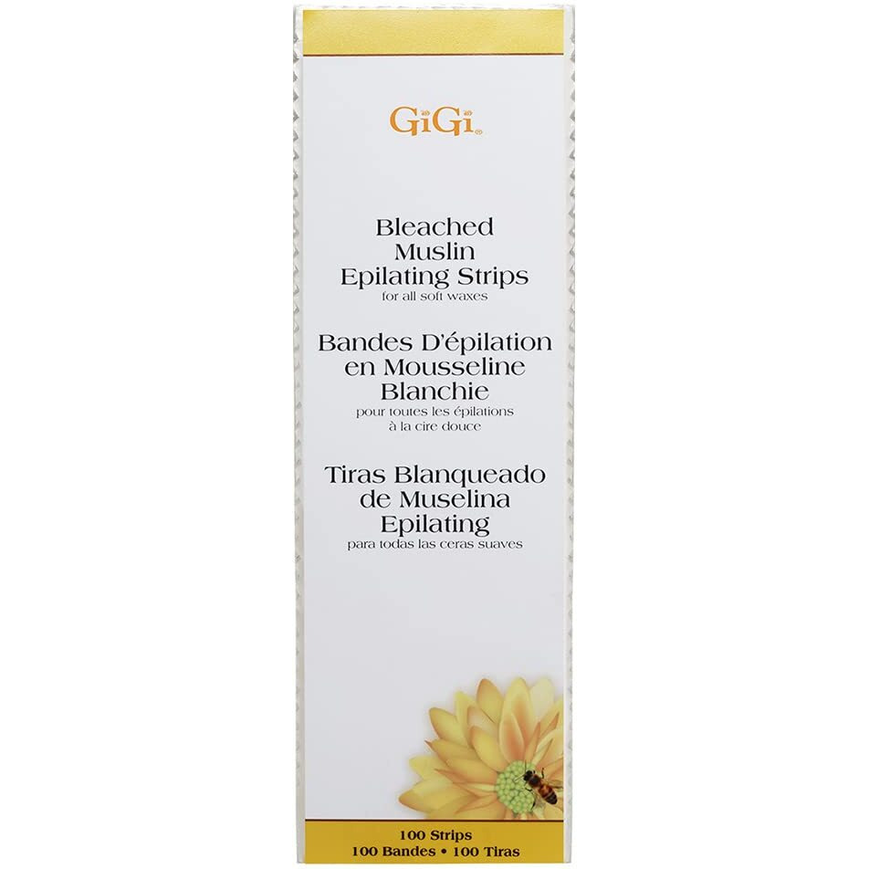 GiGi Large Bleached Muslin Epilating Strips for Hair Waxing and Removal, 100 Strips