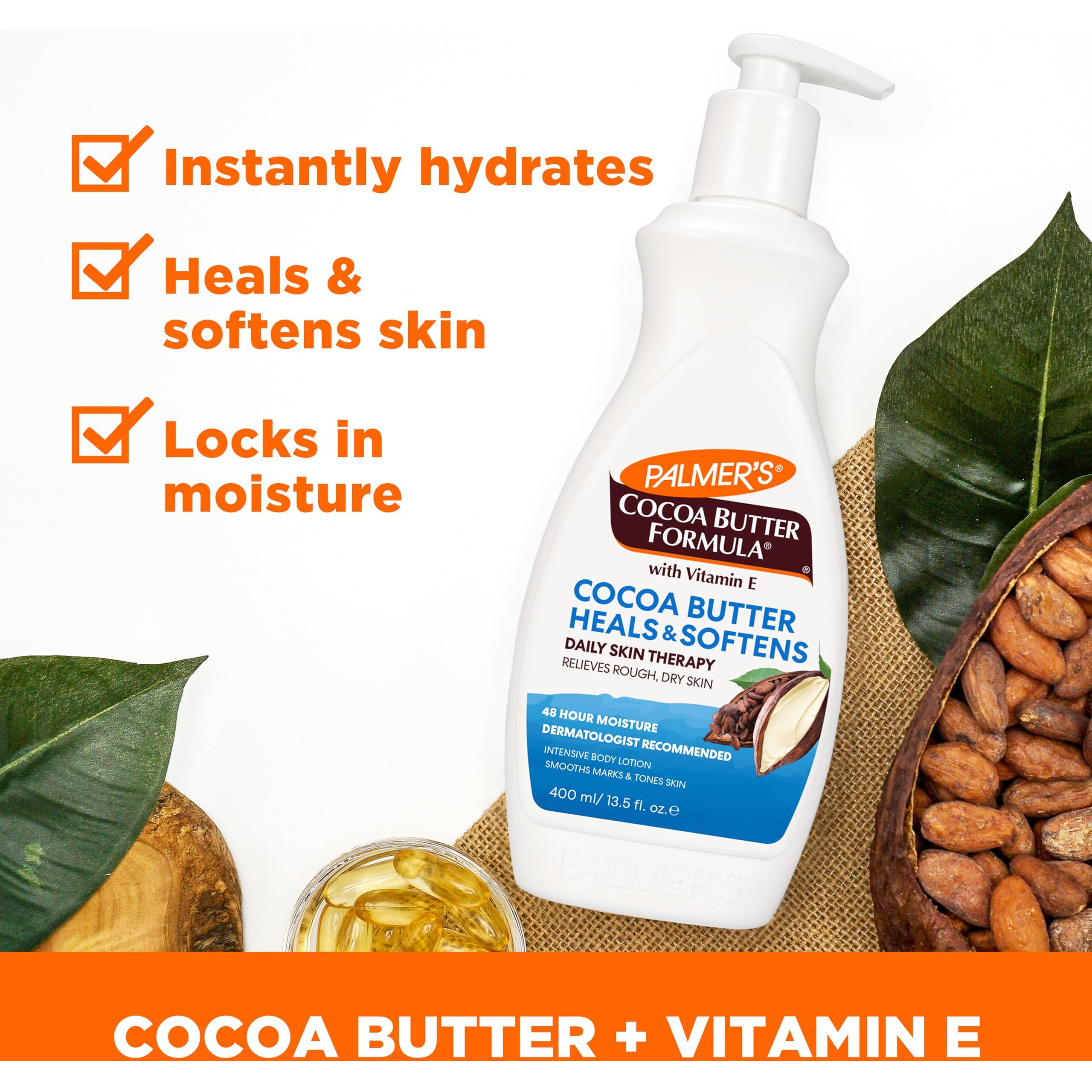 Palmer's Cocoa Butter Formula Daily Skin Therapy Cocoa Butter Body Lotion for Dry Skin, Hand & Body Moisturizer, Pump Bottle, 13.5 Oz (Pack of 1)