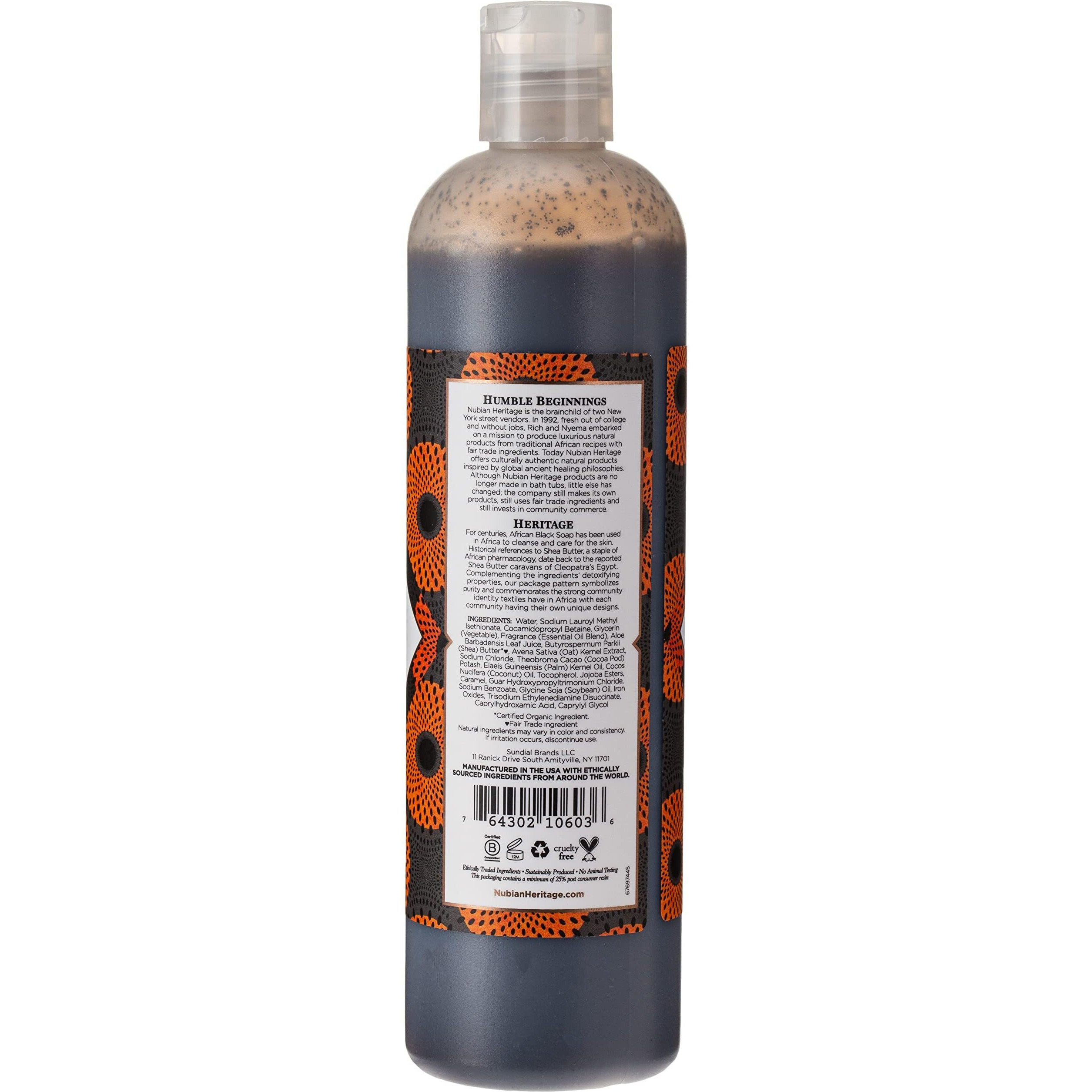 Nubian Heritage Body Wash, African Black Soap, 13 Fluid Ounce